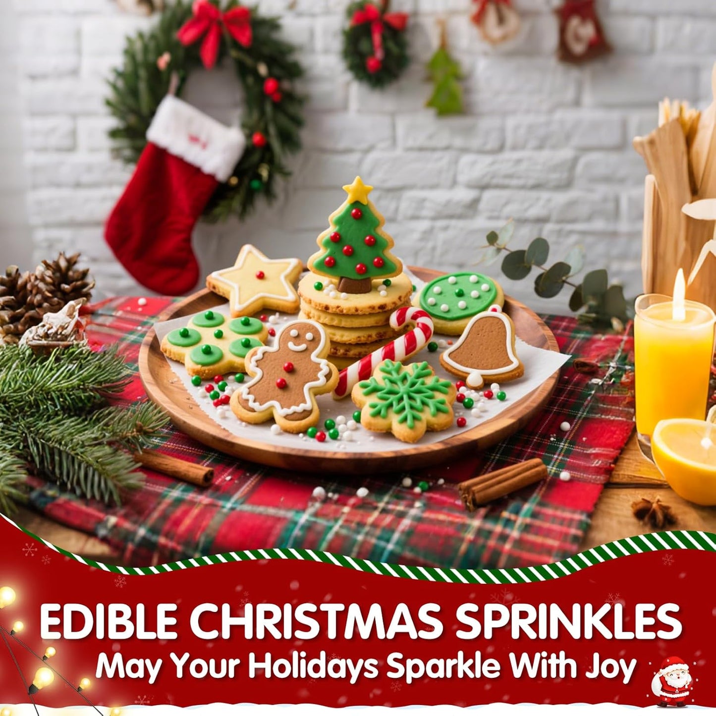 Christmas Nonpareils Sprinkles for Cake Decorating,130g White Red and Green Mini Pearls Mix,Edible Sugar Holiday sprinkle for Cupcake Toppers, Cookie, Ice Cream Decorations Christmas Party Supplies