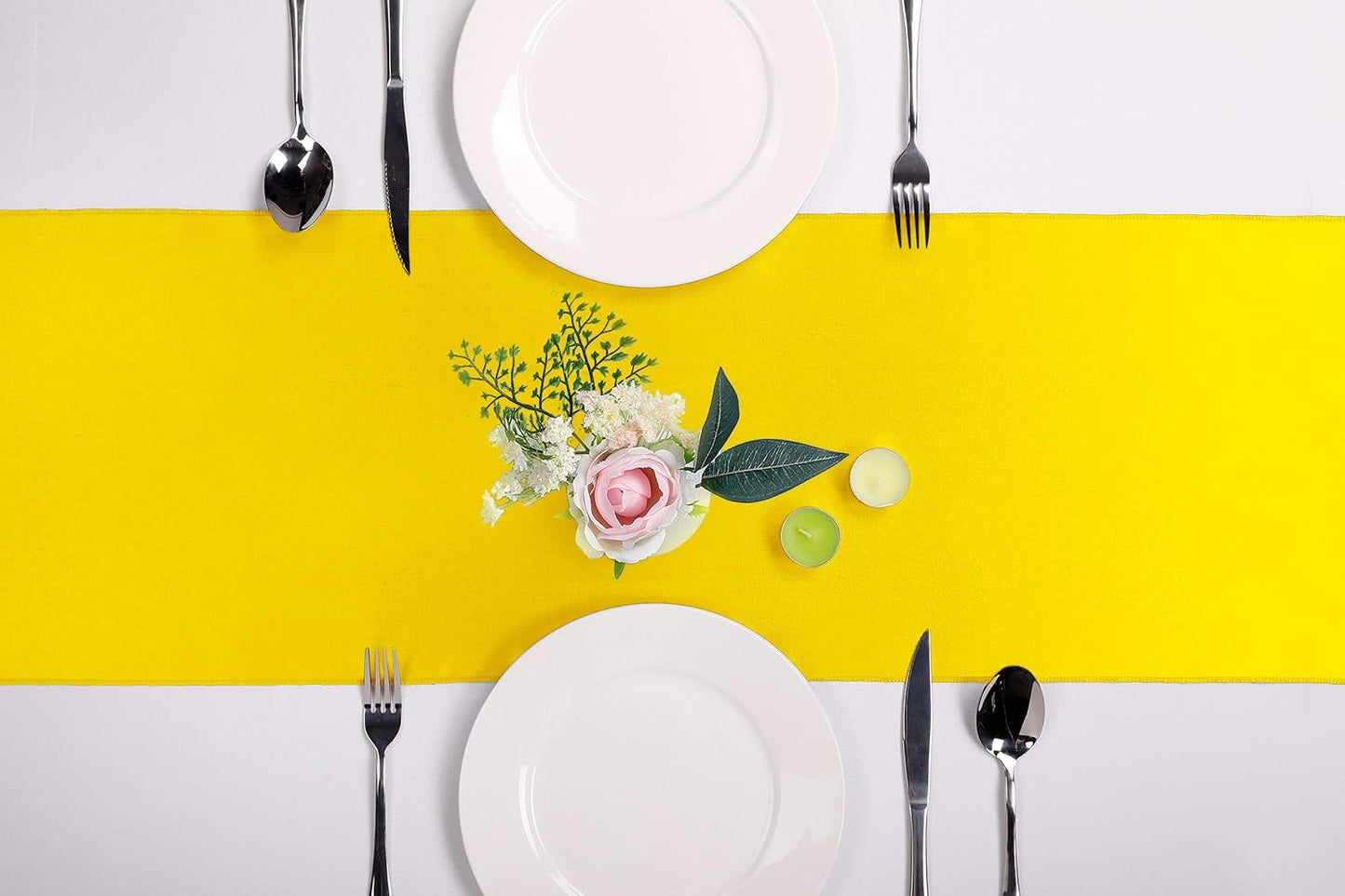 10-Pack Satin Table Runner Yellow 12 x 108 inches Long, Table Runners for Wedding, Birthday Parties, Banquets Decorations（10 Pack, 12x108 Inch, Yellow）