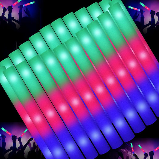 44 PCS Foam Glow Sticks Bulk with 3 Modes Colorful Flashing, Glow Sticks Pack, Foam Light Up Sticks, Glow in Dark Party Supplies for Wedding, Raves, Party, Halloween, 4th of July
