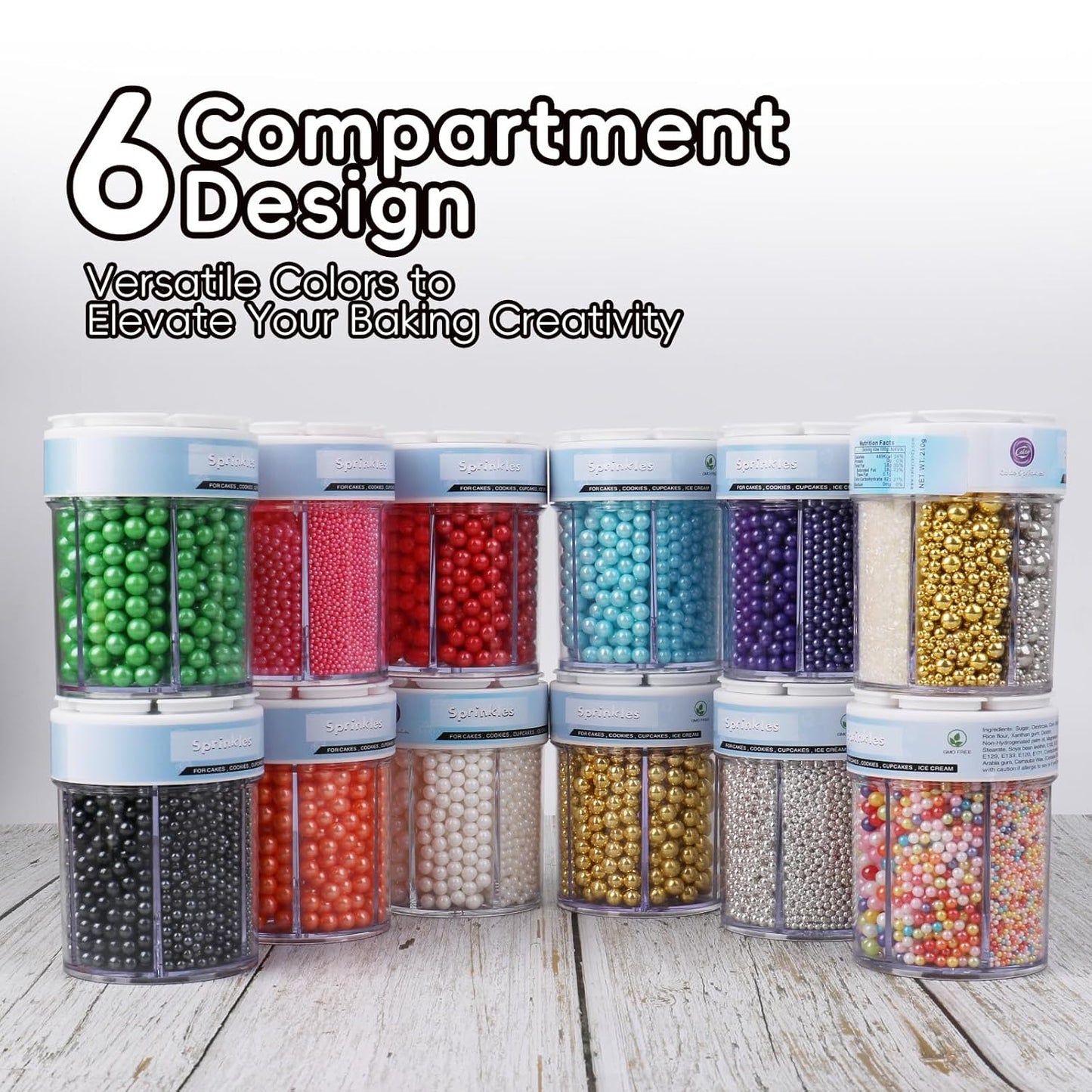 Valentines Sprinkles for Cake Decorating, 11Oz 6 Sizes Pink Pearl Sprinkles for Cake Cupcake Ice Cream Donuts Cookie Baking Toppings