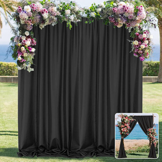 MYSKY HOME Black Backdrop Curtains - Party Background Drapes Panels Fabric, 5ft x 7ft, 2 Panels