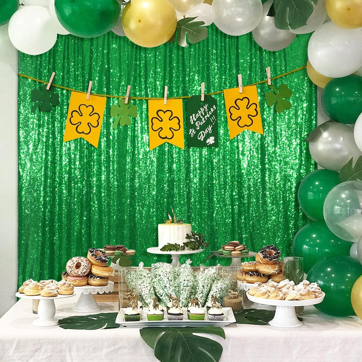 Poise3EHome 8FT x 10FT Green Sequin Photography Backdrop Curtain for Party Decoration, Green