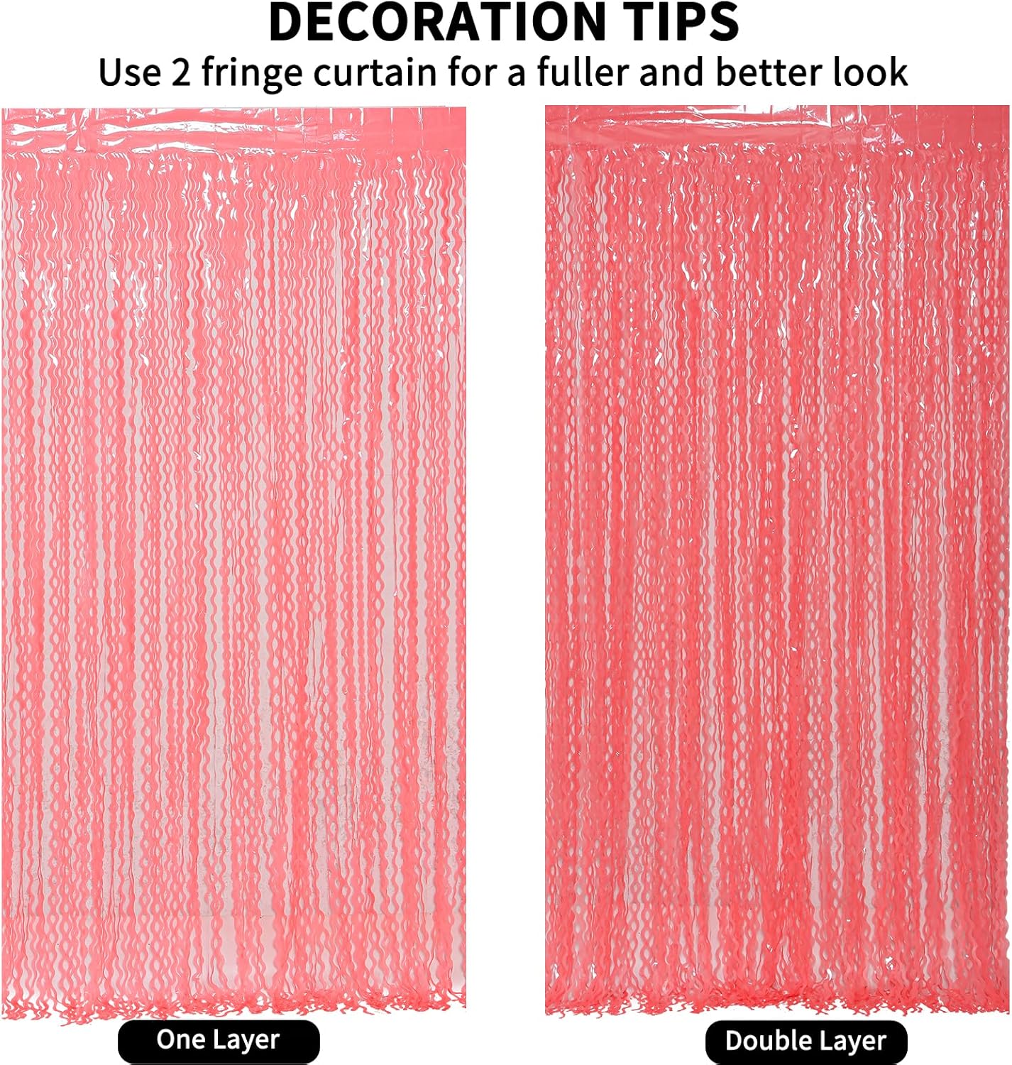 Wavy 4 Pack Watermelon Red Foil Curtain Backdrop - 3.3X.6.6ft Metallic Tinsel Foil Fringe Curtains Photo Booth Props for Birthday Wedding Engagement Holiday Celebration Party Decorations