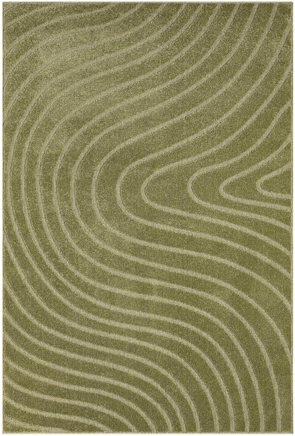 LUXE WEAVERS Modern Geometric Wave Green 9x12 Area Rug, Contemporary Stain Resistant Carpet