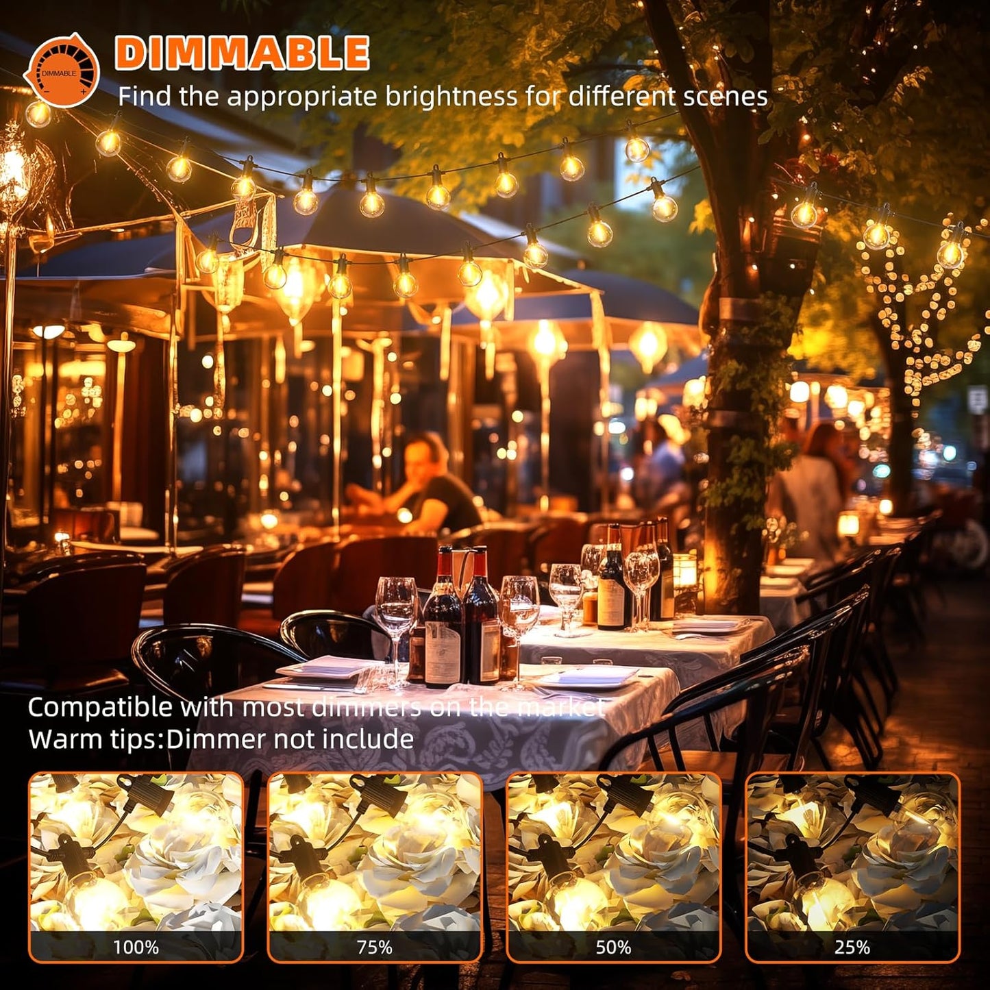 Kawaya String Lights for Outside,150FT LED Outdoor String Lights Waterproof Patio Lights with 72+3 Shatterproof Edison Globe Bulbs, Connectable Hanging Lights for Balcony Bistro Backyard Porch