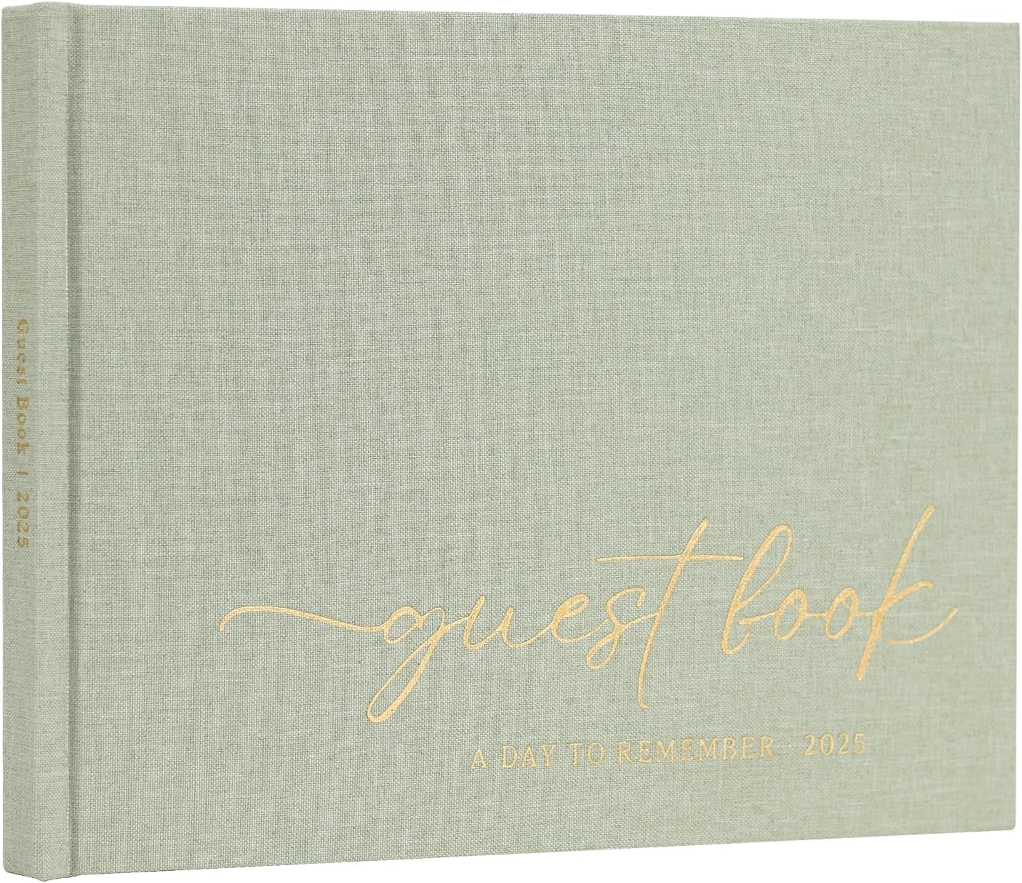 Elegant Guest Book for Wedding Reception, Beautiful Guestbook for Baby Shower and Wedding Decor, 100 Blank Pages for Sign in, Polaroid Pictures and Photos, Linen Cover (2025, Sage)