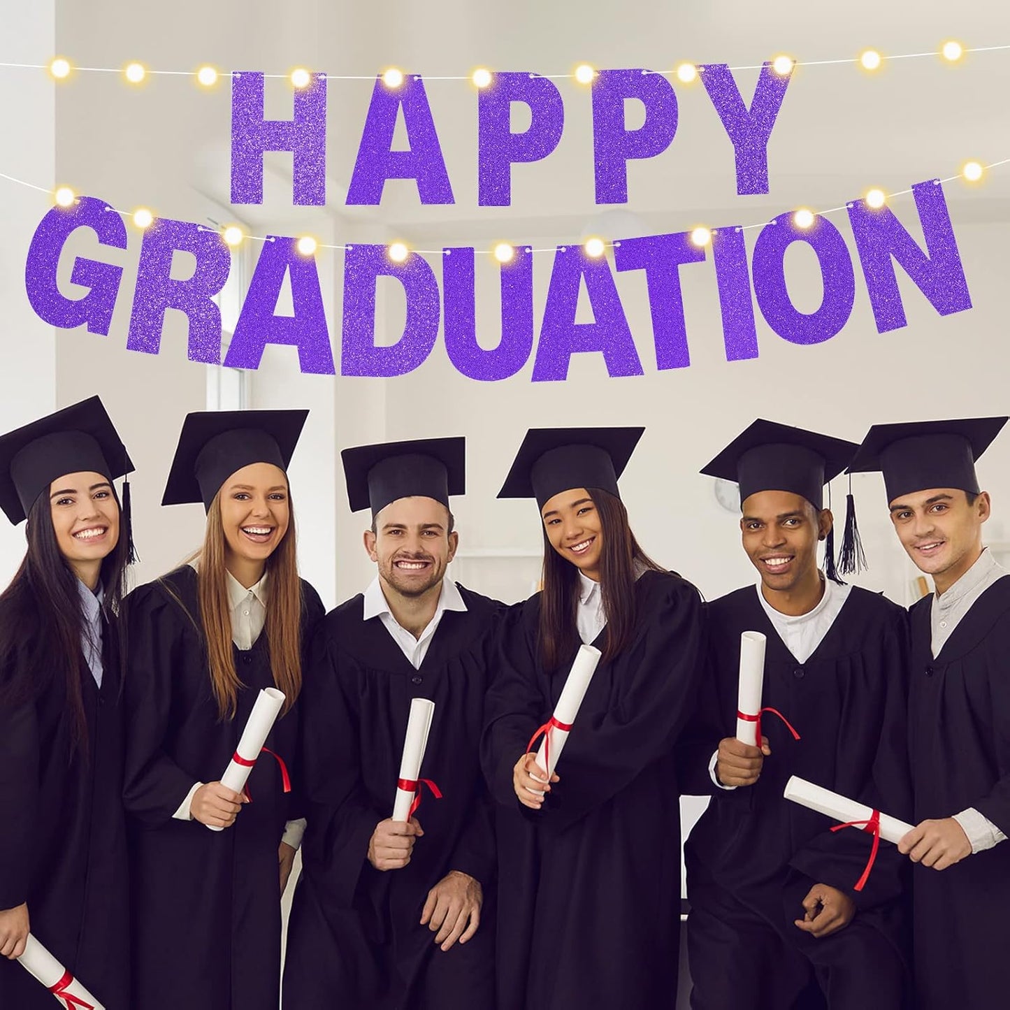 TaoBary 112 Pcs DIY Letter Custom Banner Glitter Customizable Banner Kit Including 107 Letters and Numbers 3 Rope for Valentine Birthday Party(Purple)