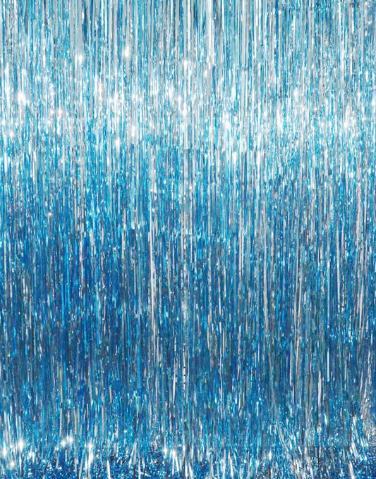 GOER 3.2 ft x 9.8 ft Metallic Tinsel Foil Fringe Curtains Party Photo Backdrop Party Streamers for Birthday,Graduation,New Year Eve Decorations Wedding Decor (Light Blue,1 Pack)