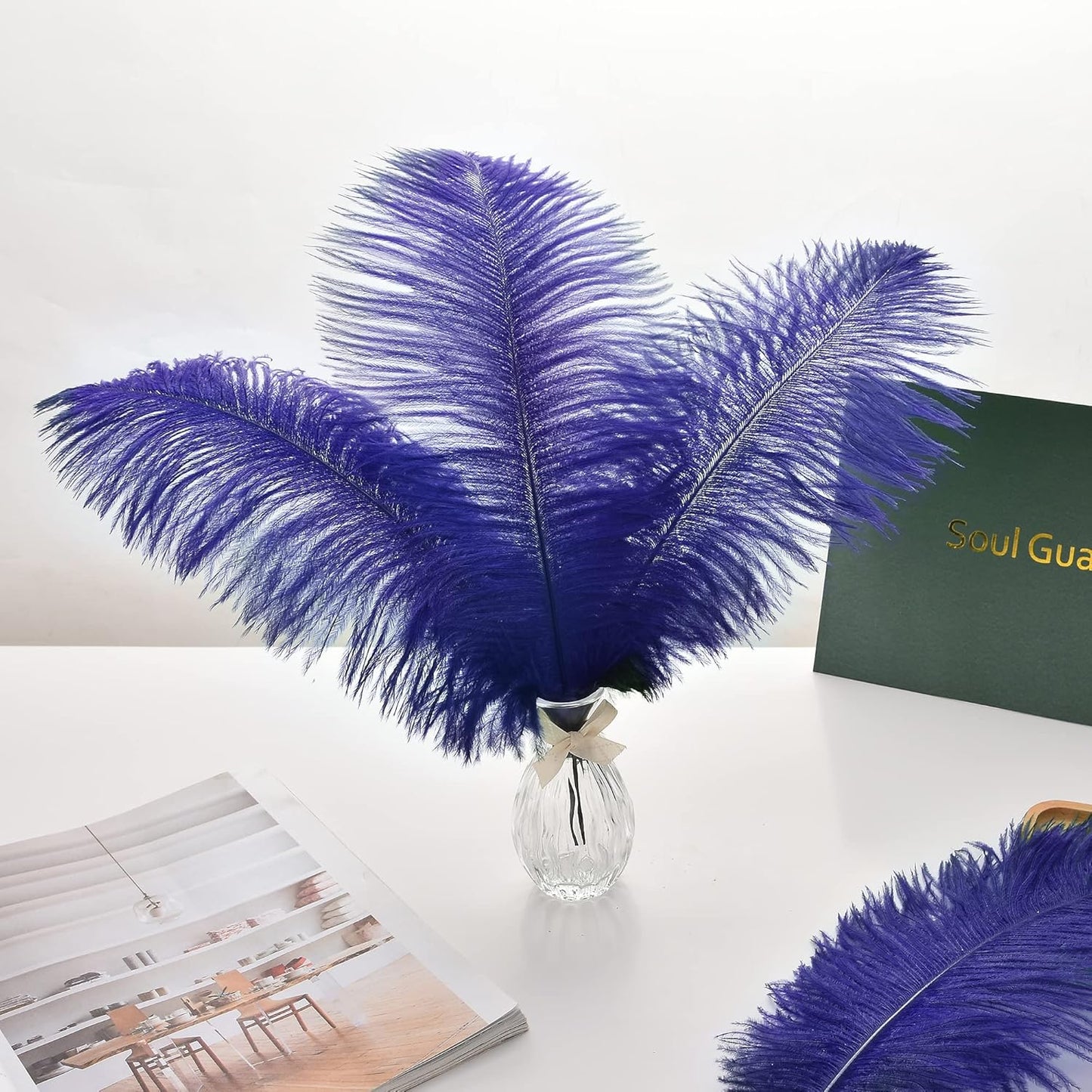 Ballinger Royal Blue Ostrich Feathers - 24Pcs 10-12inch Feathers for Party Centerpieces, Flower Arrangement and Home Decor
