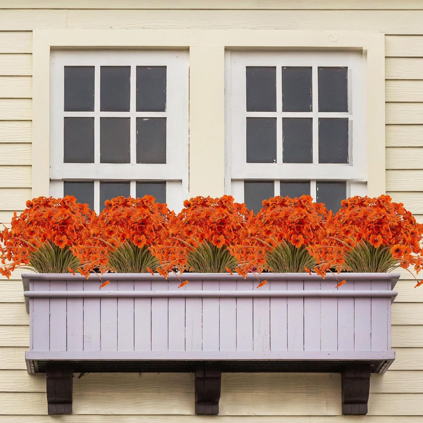 20 Bundles Artificial Fall Flowers Outdoor UV Resistant Fake Flowers No Fade Faux Plastic Plants Garden Porch Window Box Decorating (Fall Brown