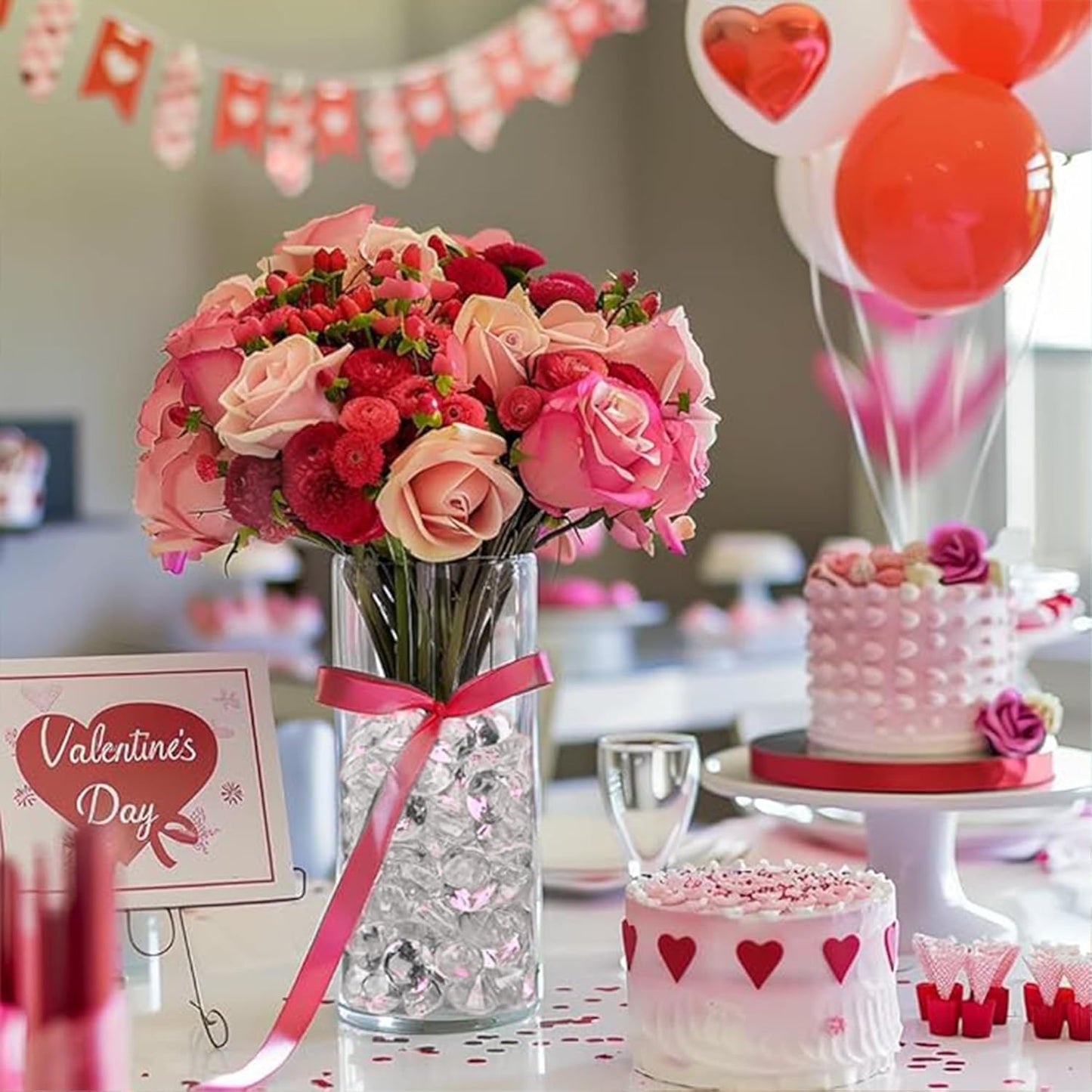 280Pcs Fake Diamonds for Wedding Centerpieces, Clear Vase Fillers Acrylic Crystal Gems for Marriage Anniversary Party Home Table Scatter Decor, 0.78in Rhinestone