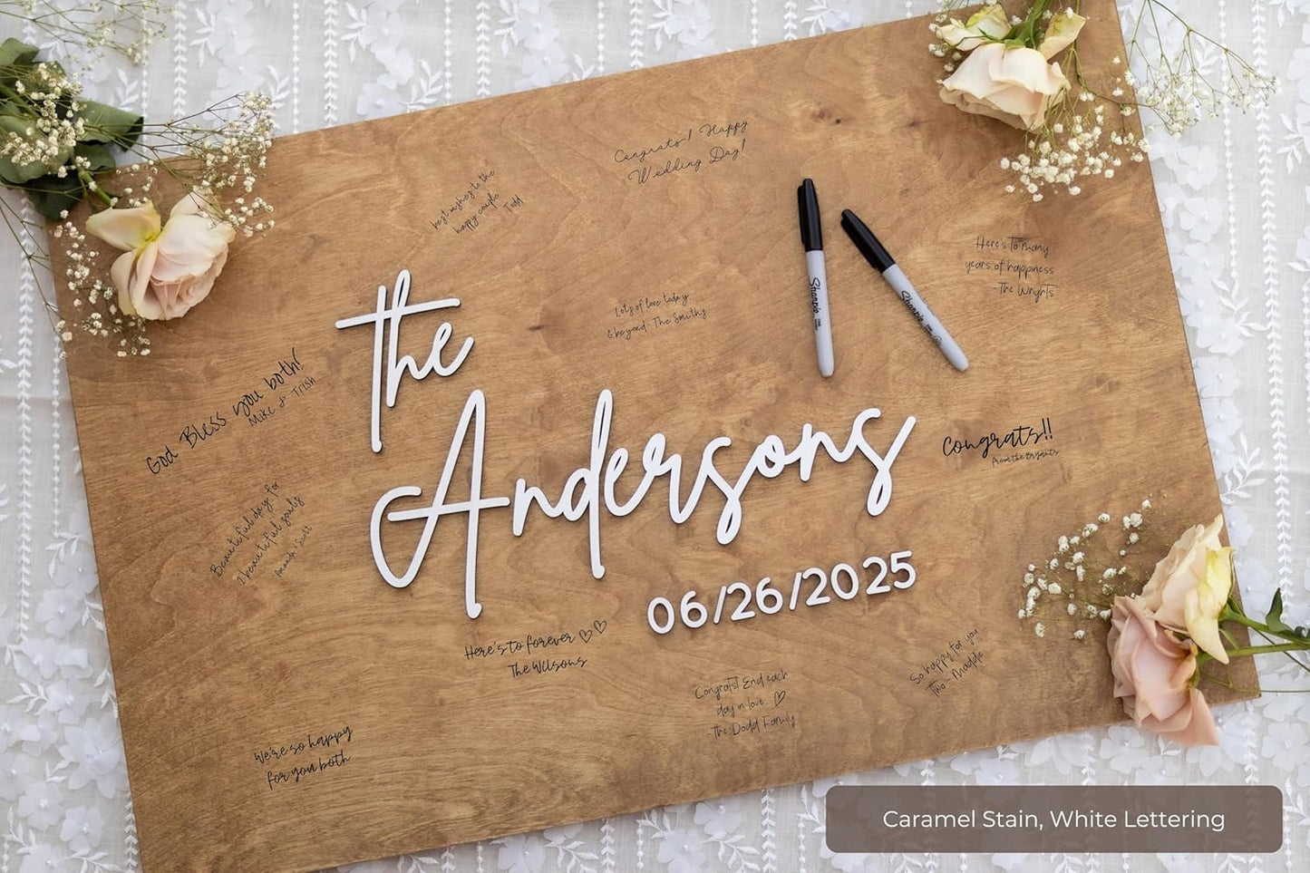 Personalized Last Name Guest Book, Unique Guest Book Sign, Custom Alternative Guest Book, Wooden Guest Book, Wedding Ceremony Guestbook Sign (Design 10)