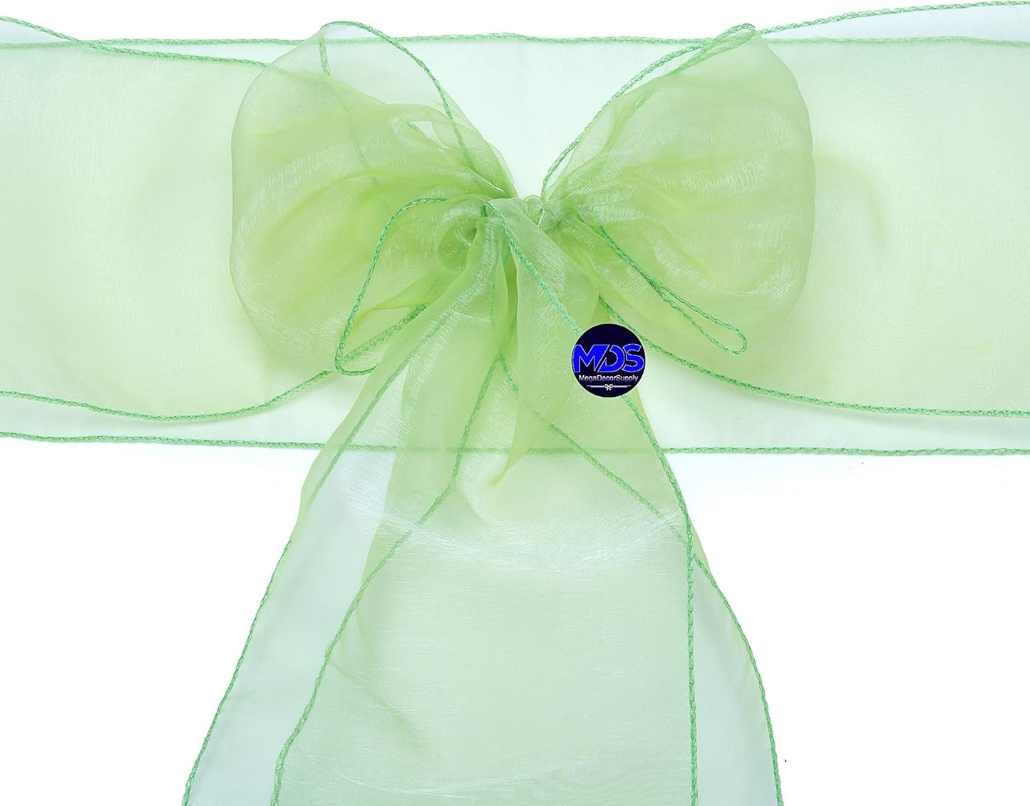 MDS Pack of 200 PCS Organza Chair Sashes Wider Dining Chair Bows Ribbon Tie Back for Wedding Party Birthday Bridal Shower Reception Event Banquet Home Chair Cover Decoration - Apple Green