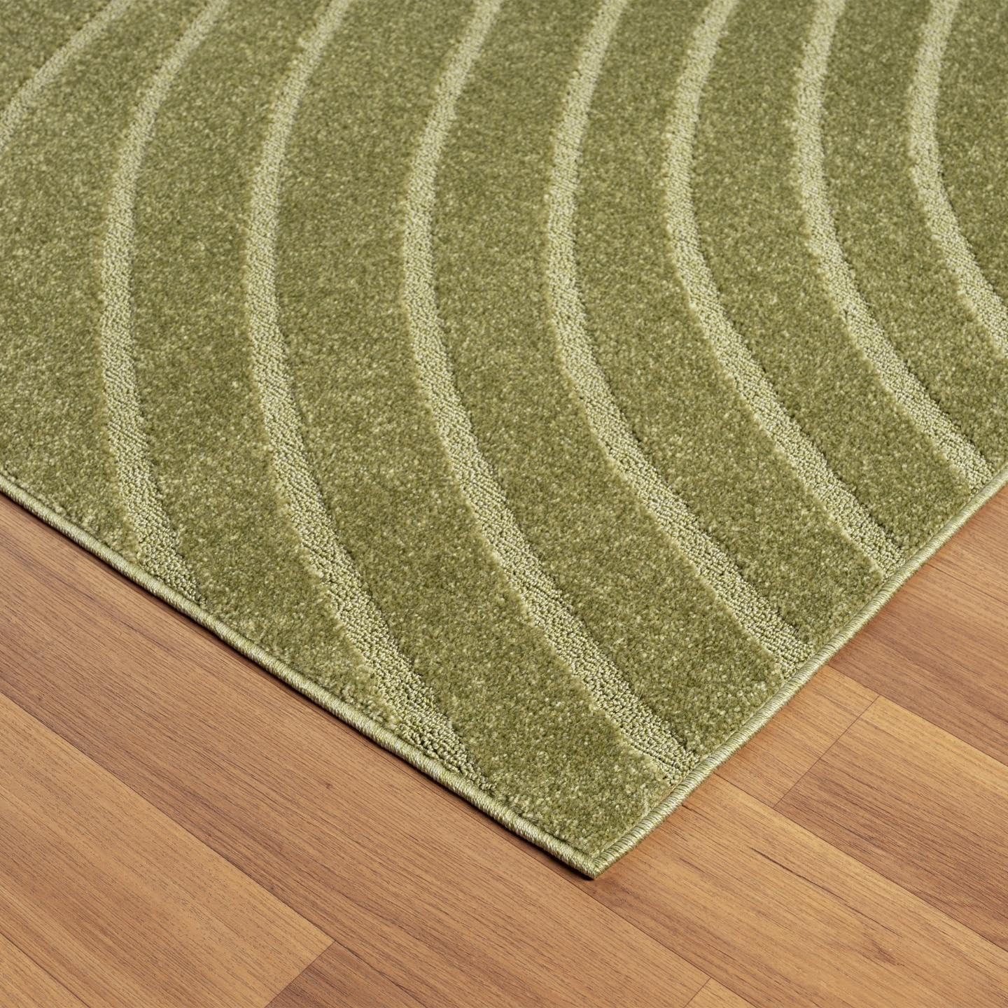 LUXE WEAVERS Modern Geometric Wave Green 9x12 Area Rug, Contemporary Stain Resistant Carpet