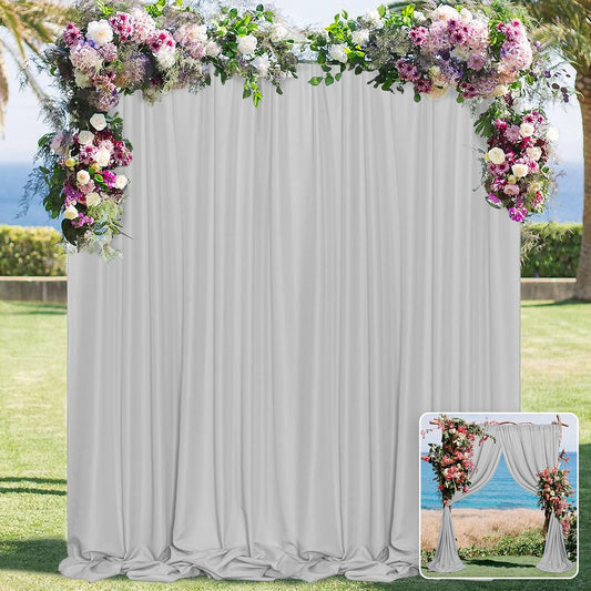 MYSKY HOME Light Grey Backdrop Curtains for Parties, Weddings, Stage - 5ft x 10ft, 2 Panels