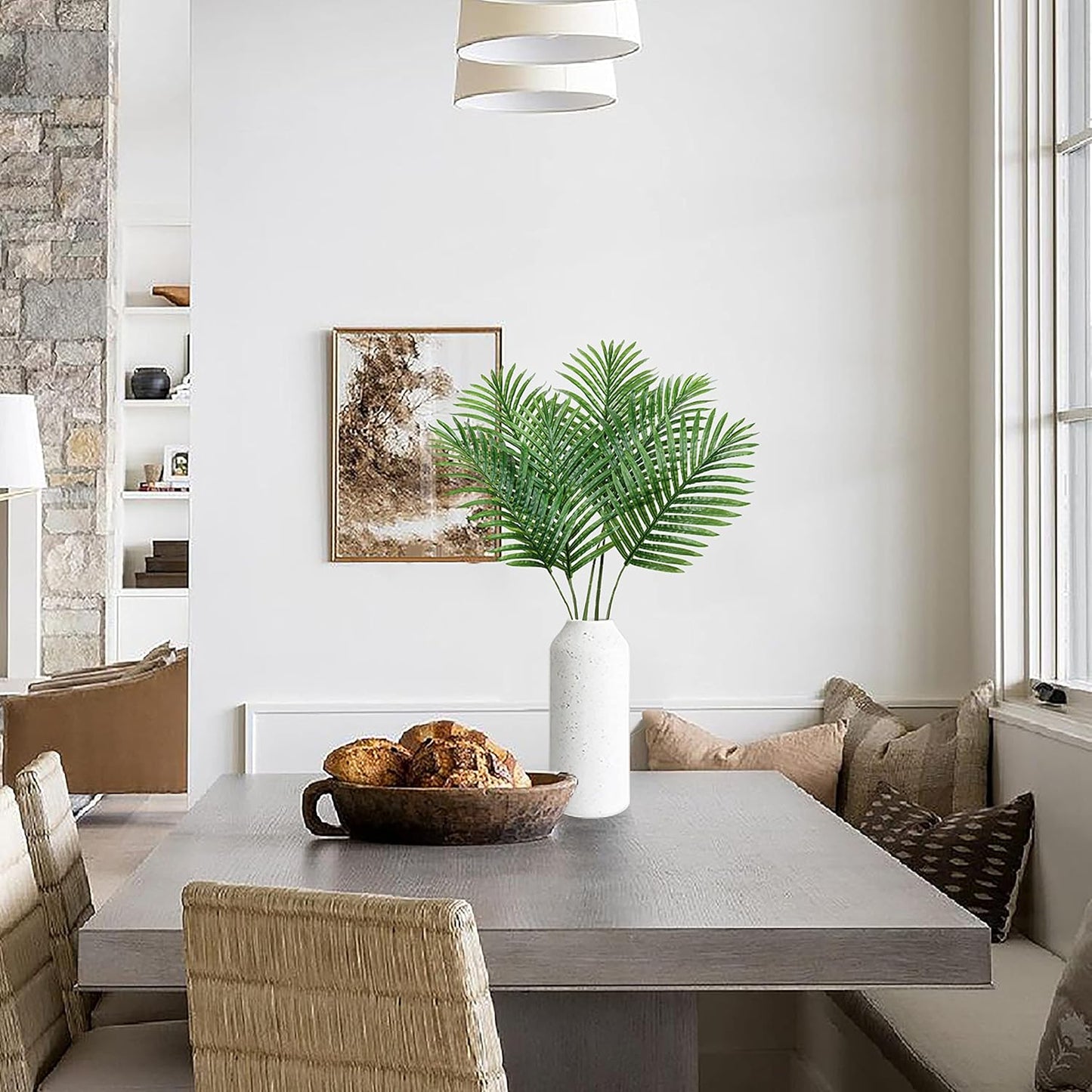 DILATATA 12 pcs Artificial Palm Leaves, 3 Sizes: Large 34''(L), Medium 30''(L), Small 25''(L), Bendable Stems, Glossy Finish, for Home Decor, Event Styling