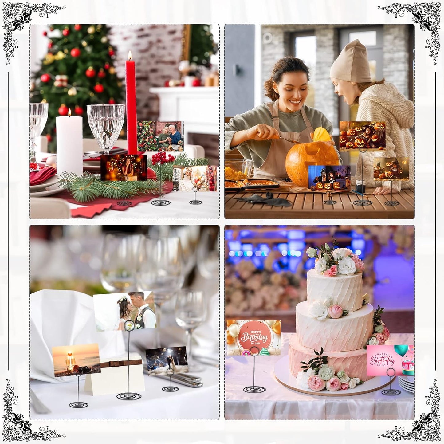 Teling 36 Pieces Table Number Holders 3 Size Place Card Holder Name Numbers Menu Memo Note Card Picture Photo Clip Stand Table Sign for Wedding Anniversary Party Display(Black)