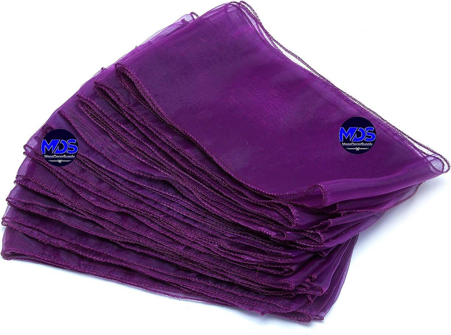 MDS Pack of 25 PCS Organza Chair Sashes Wider Dining Chair Bows Ribbon Tie Back for Wedding Party Birthday Bridal Shower Reception Event Banquet Home Chair Cover Decoration - Dark Purple