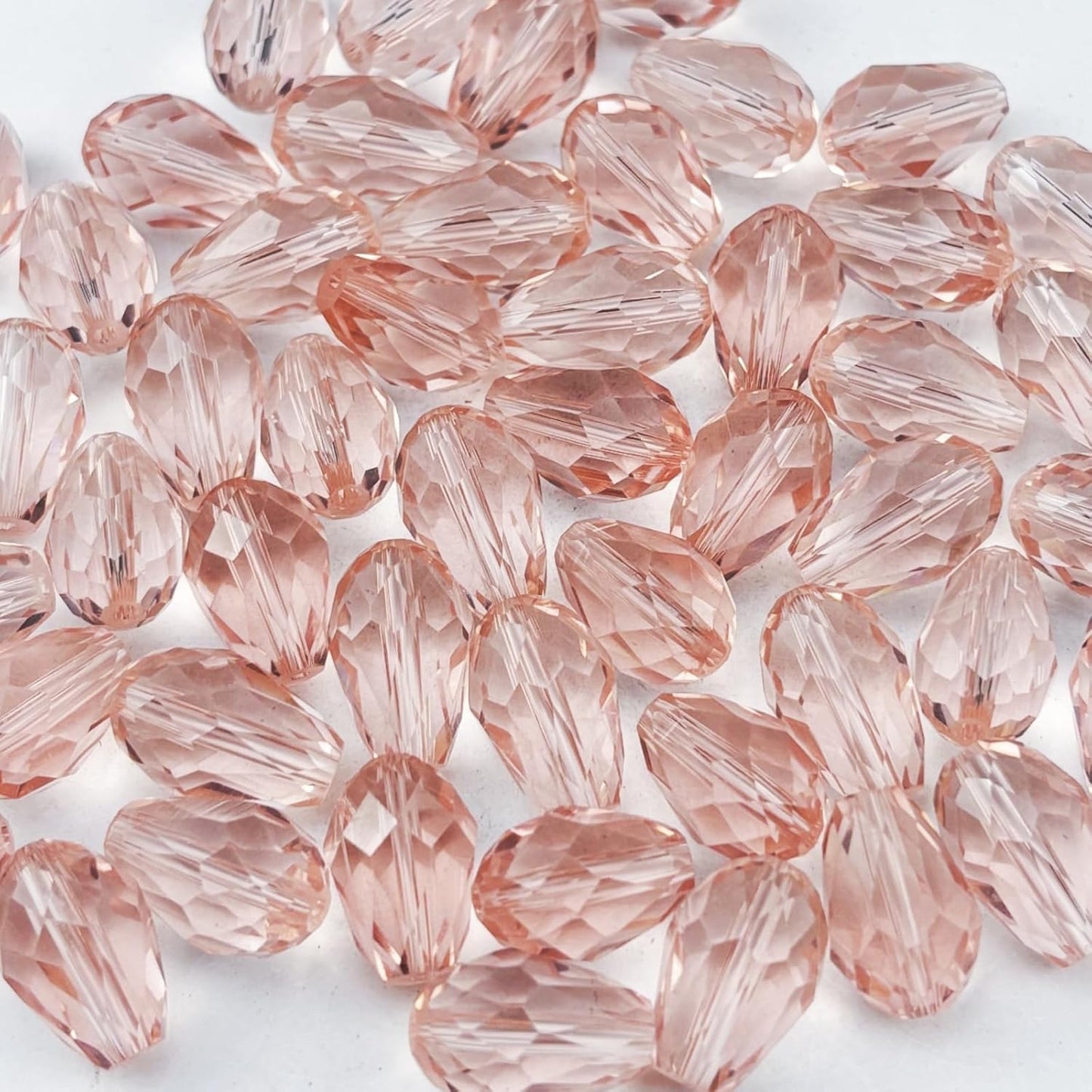 200pcs 3x5mm Teardrop Crystal Glass Beads for Jewelry Making, Faceted Vertical Hole Teardrop Glass Spacer Beads for Wind Chimes Bracelet Earring Necklace DIY Craft(Pink)