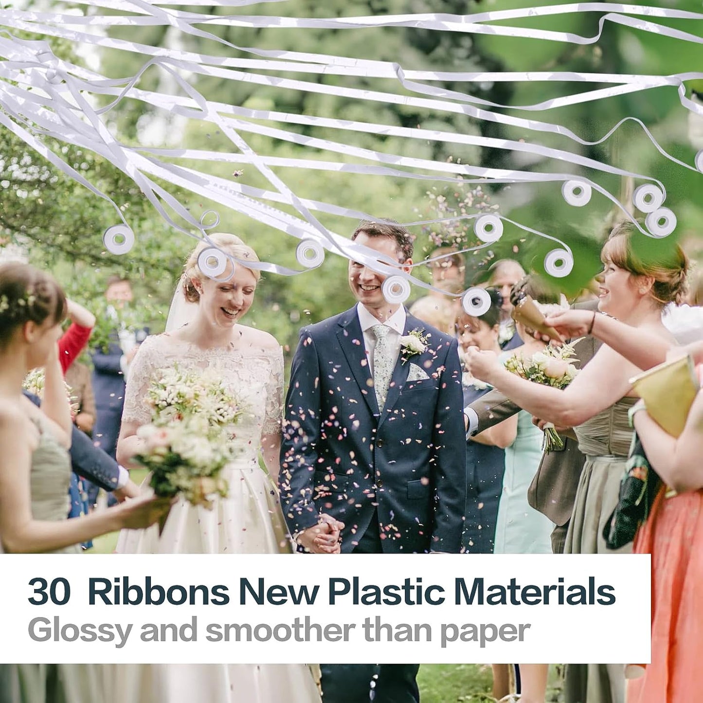 Confetti Poppers, 10Pack Plastic No Mess Streamers, Party Poppers for Birthday,Wedding,Celebrations,Graduation Party (White, 10 Pack)