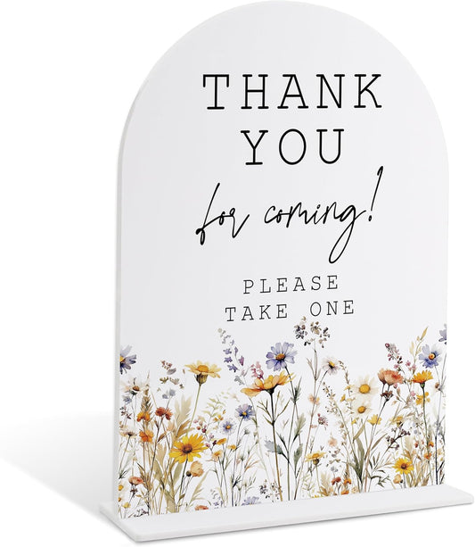 Wedding Signs for Ceremony and Reception, Boho Floral Acrylic Thank You for Coming Sign, Wedding Signage with Stand, Bridal Shower Table Centerpieces, Thank You Party Favors for Engagement Party, 26