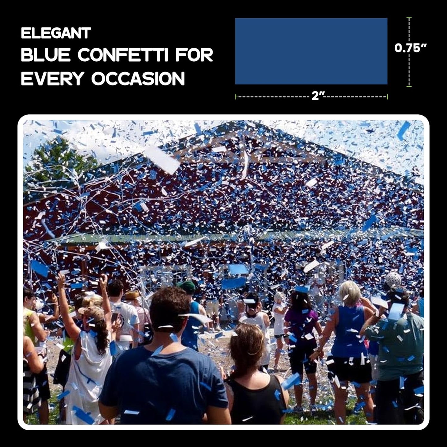 Ultimate Confetti Dark Blue Biodegradable Confetii - Rectangular Fluttering Tissue Paper Confetti for Cannon and Launcher use - Birthday Confeti, Wedding, Parties and Table Decoration - 1 lb, 16 oz