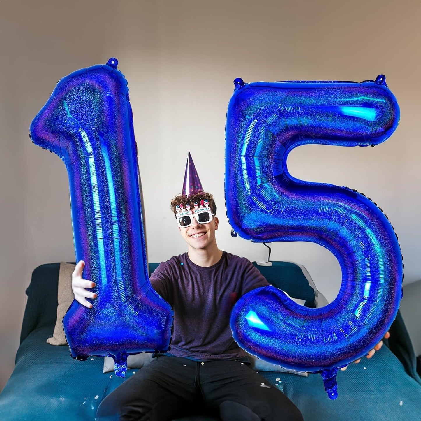 40 Inch Navy Blue Foil Balloon Number 9, Large Self Inflating Dark Blue Number Balloons 0-9 Helium Balloons Set for Boys 9th Birthday Men Anniversary Graduation Party Decoration Supplies