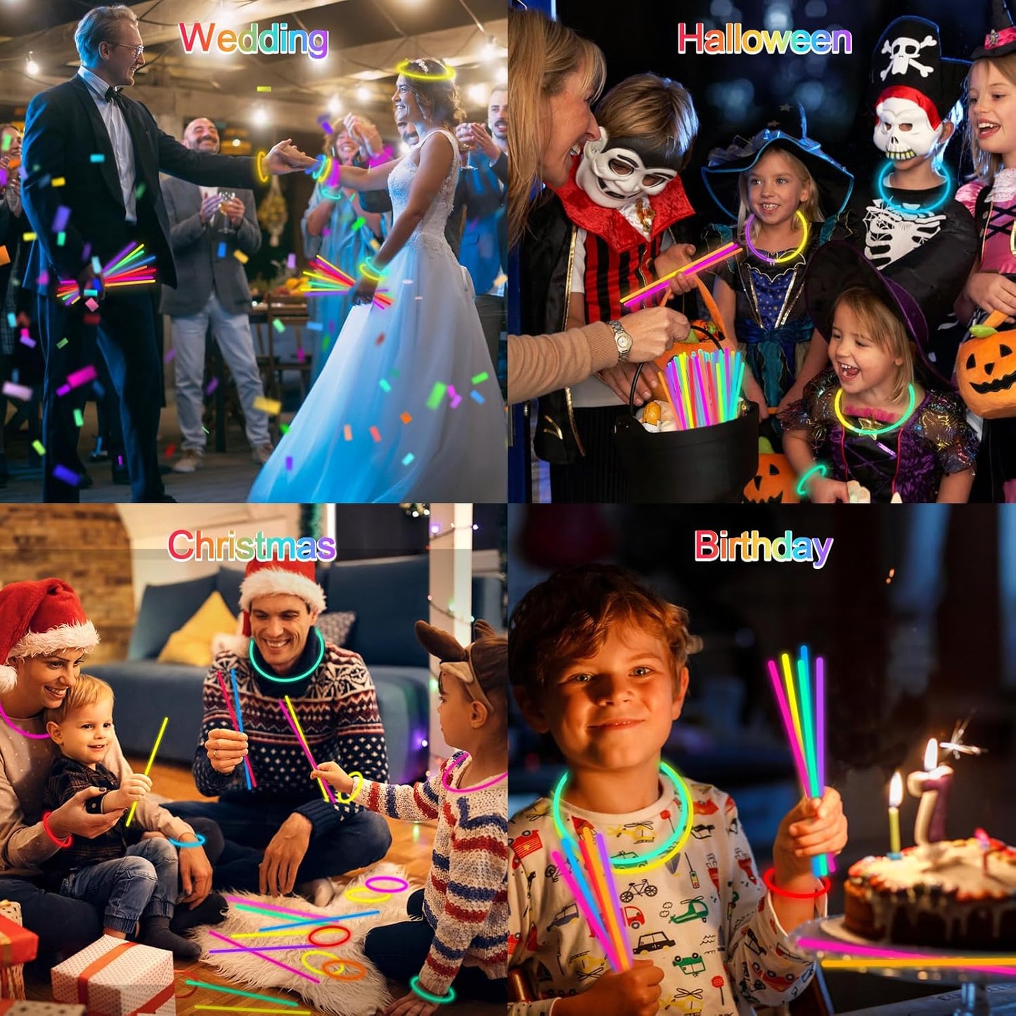 Halloween Glow Sticks Bulk Party Pack- Ultra Bright 800pk Glow in the Dark Party Favors, Glow Decorations, Neon Party Glow Necklaces and Glow Bracelets with Connectors