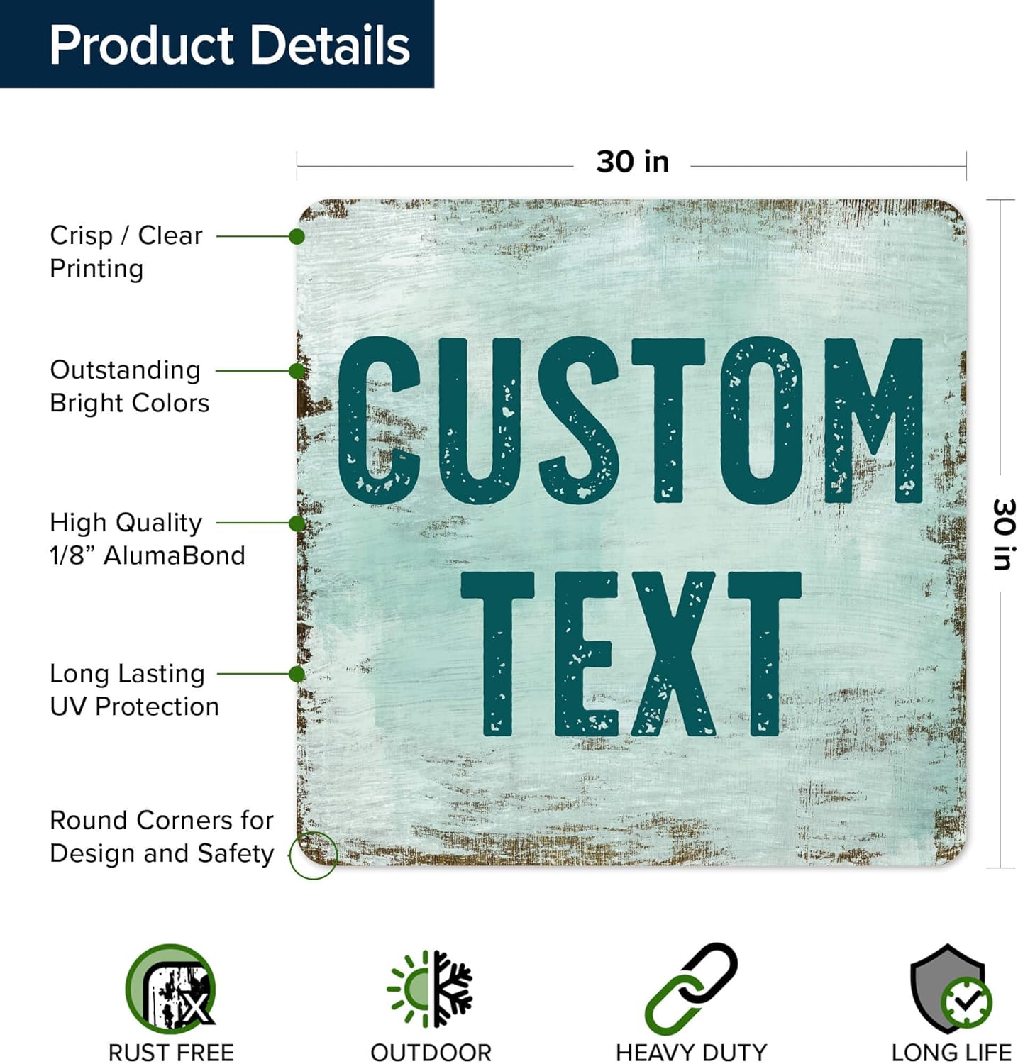 Custom Sign, Custom Street Sign, 11 Font Colors, 13 Font Styles, 4 Hole Options, 22 Sizes, 30x30 Inches, Rust Free DiBound, Fade Resistant, Made in USA by My Sign Center (Shabby Chic)