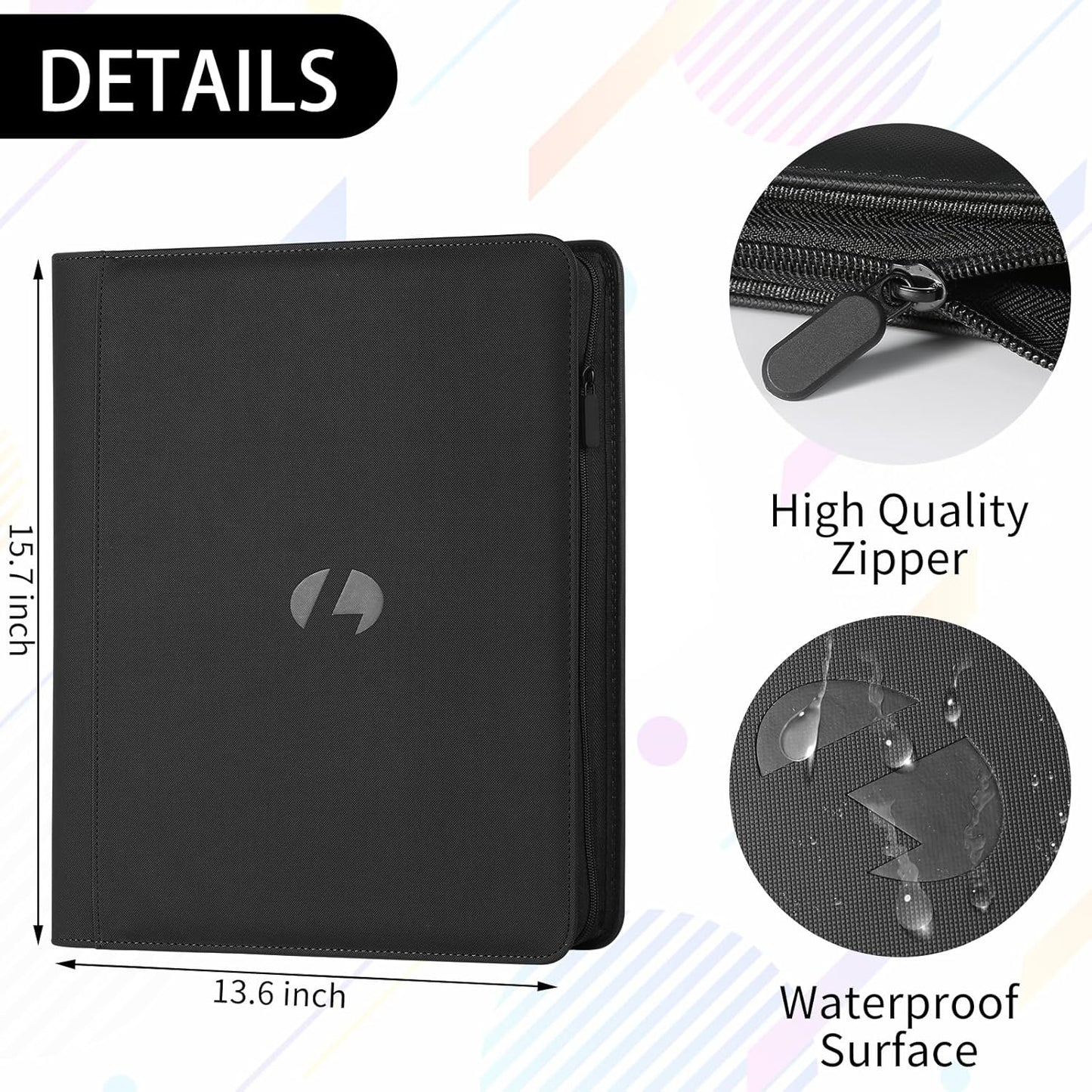 Toploader Binder,Holds 288 Toploaders,9 Pocket Double-Sided Top Loader Binders with Sleeves for 3 x 4'' Toploaders, Card Holder for Trading Cards or Sports Cards (Black)