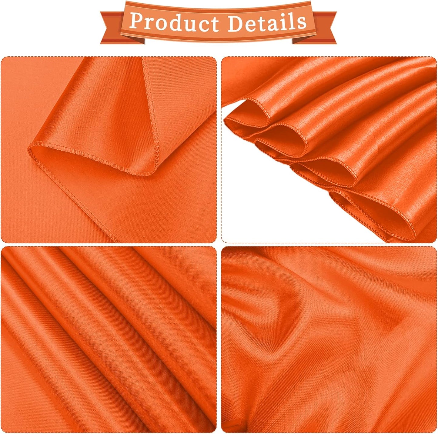 fani 60 PCS Orange Satin Chair Sashes Bows Universal Chair Cover for Wedding Reception Restaurant Event Decoration Banquet,Party,Hotel Event Decorations (7 x 108 inch)