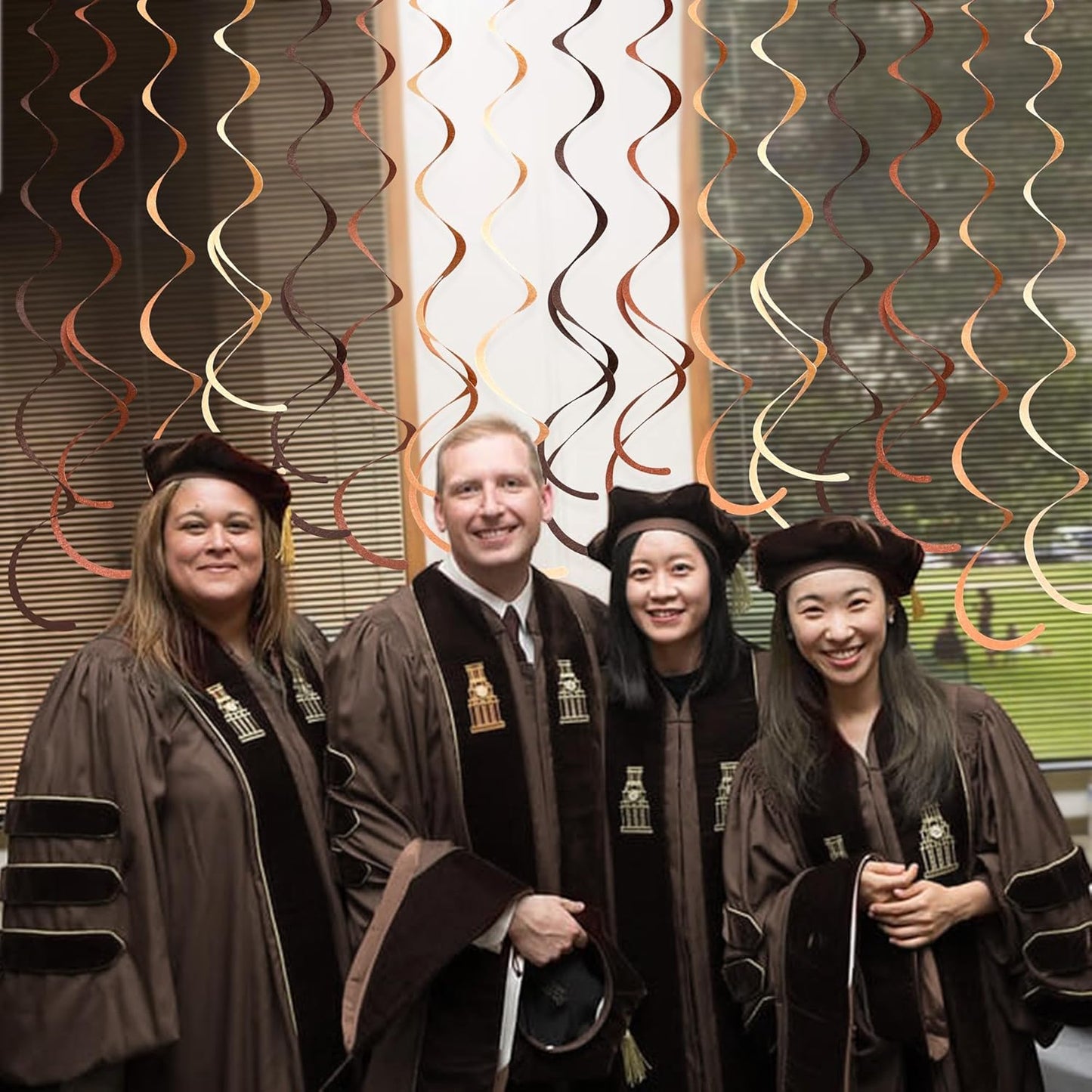 36 Pcs Brown Hanging Swirl Decorations Ombre Cream Tan Brown Felt Swirl Streamer Spiral Ceiling Garland for Boho Neutral Safari Woodland Rustic Cowboy Western Teddy Bear Birthday Baby Shower Wedding