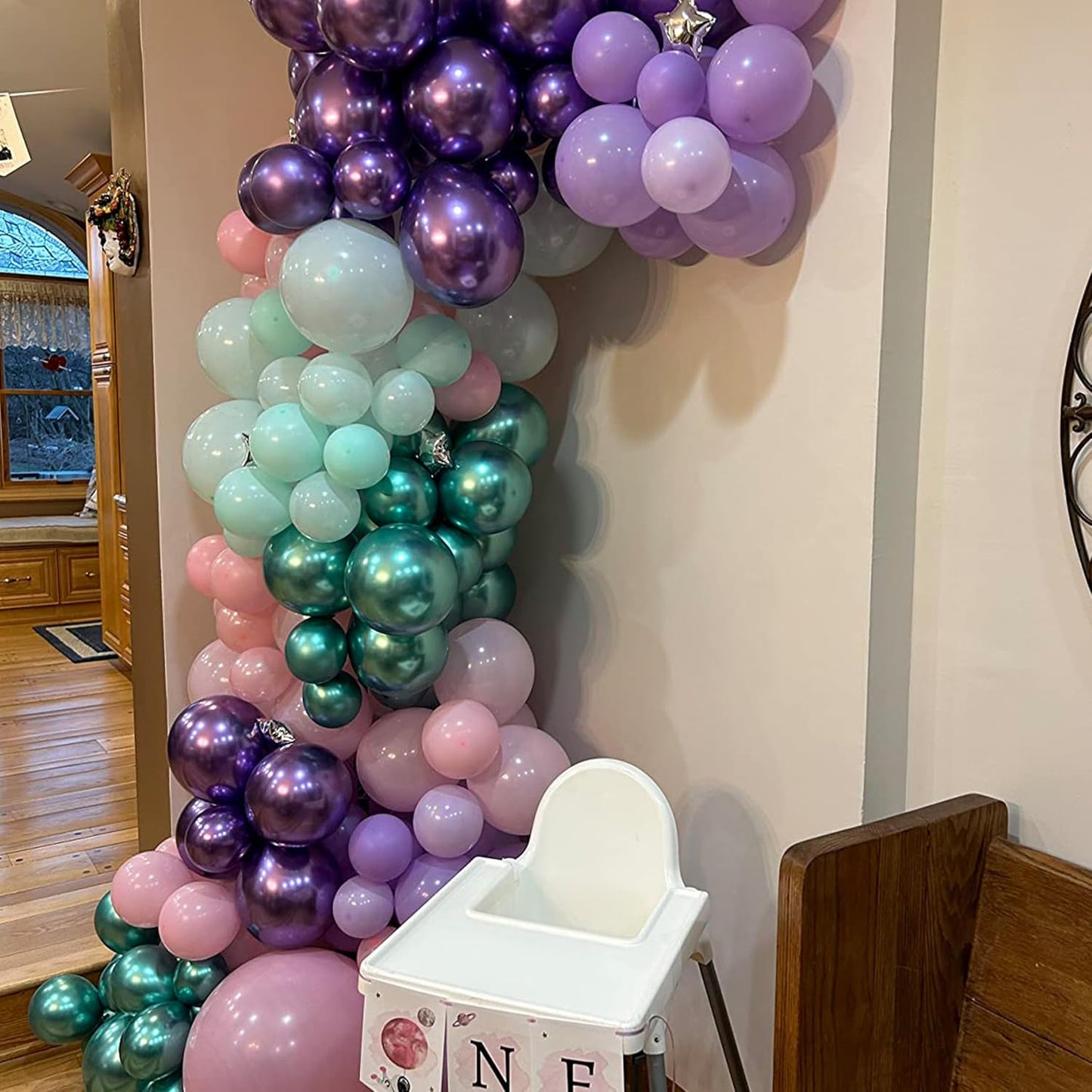 Togvu Mermaid Party Balloon Set, 60 Packs 12 Inches Metallic Purple Pink Green Blue Latex Balloons for Girls Birthday Decoration, Baby Shower, Birthday, Under The Sea Decorations QQ-5023