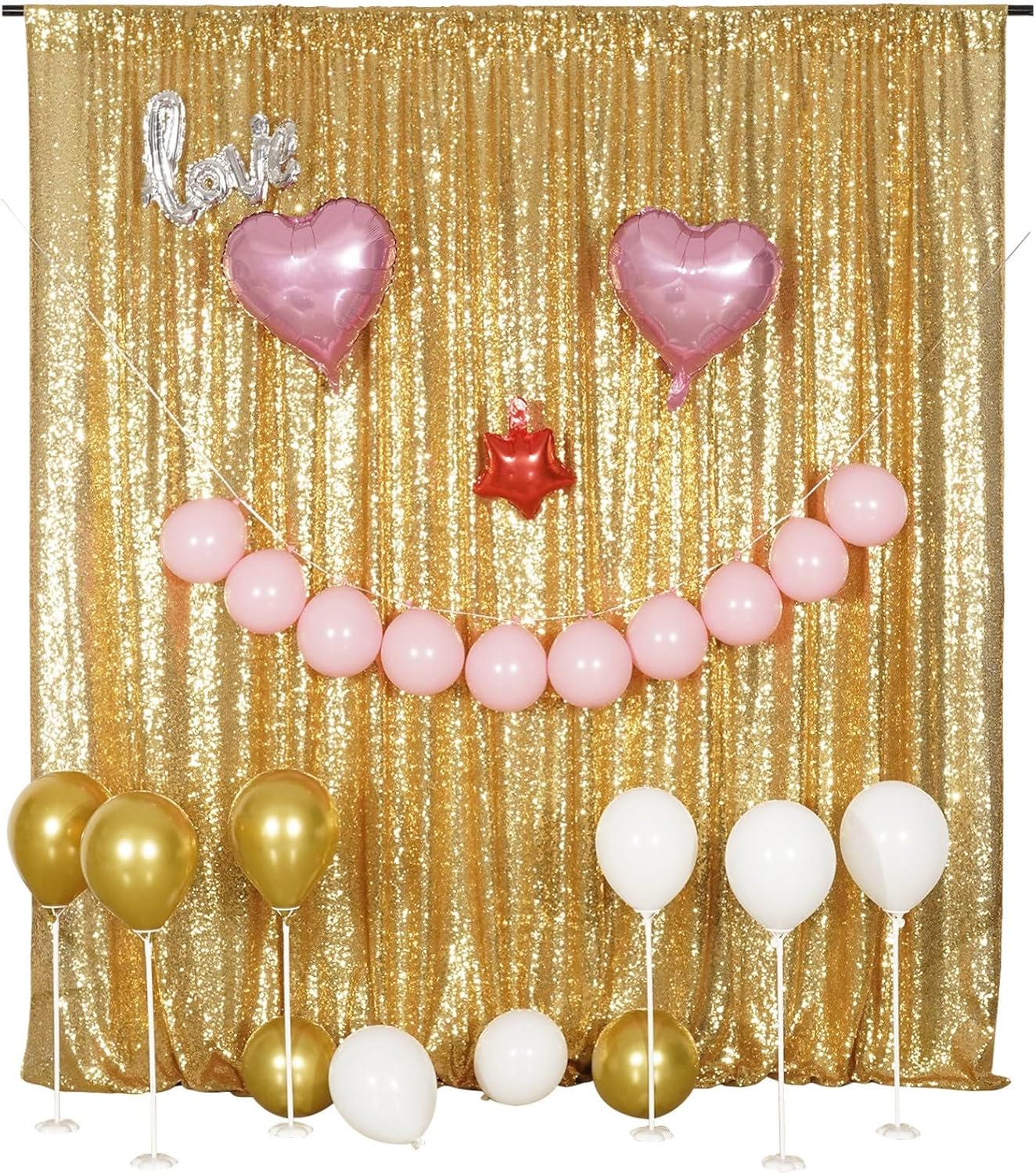 Poise3EHome Gold Backdrop Curtain, 6FT x 8FT Sequin Backdrop, Sequin Curtains for Party Wedding Sequence Backdrop