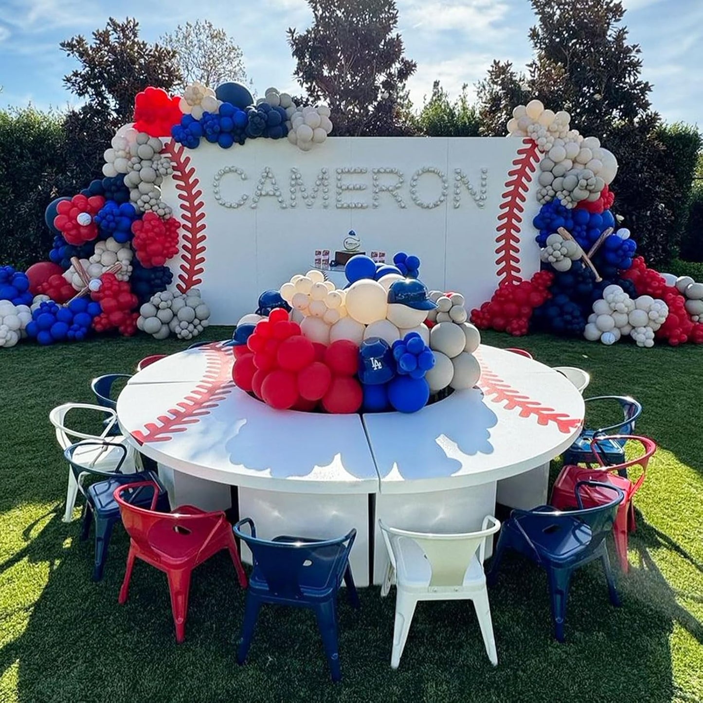 Blue Red White Balloons, 12 Inch Dark Blue Matt Red and Ivory Latex Helium Balloon for Baseball Cartoon Birthdays Labor Patriotic Theme 4th of July Decorations Independence Day Party Decorations