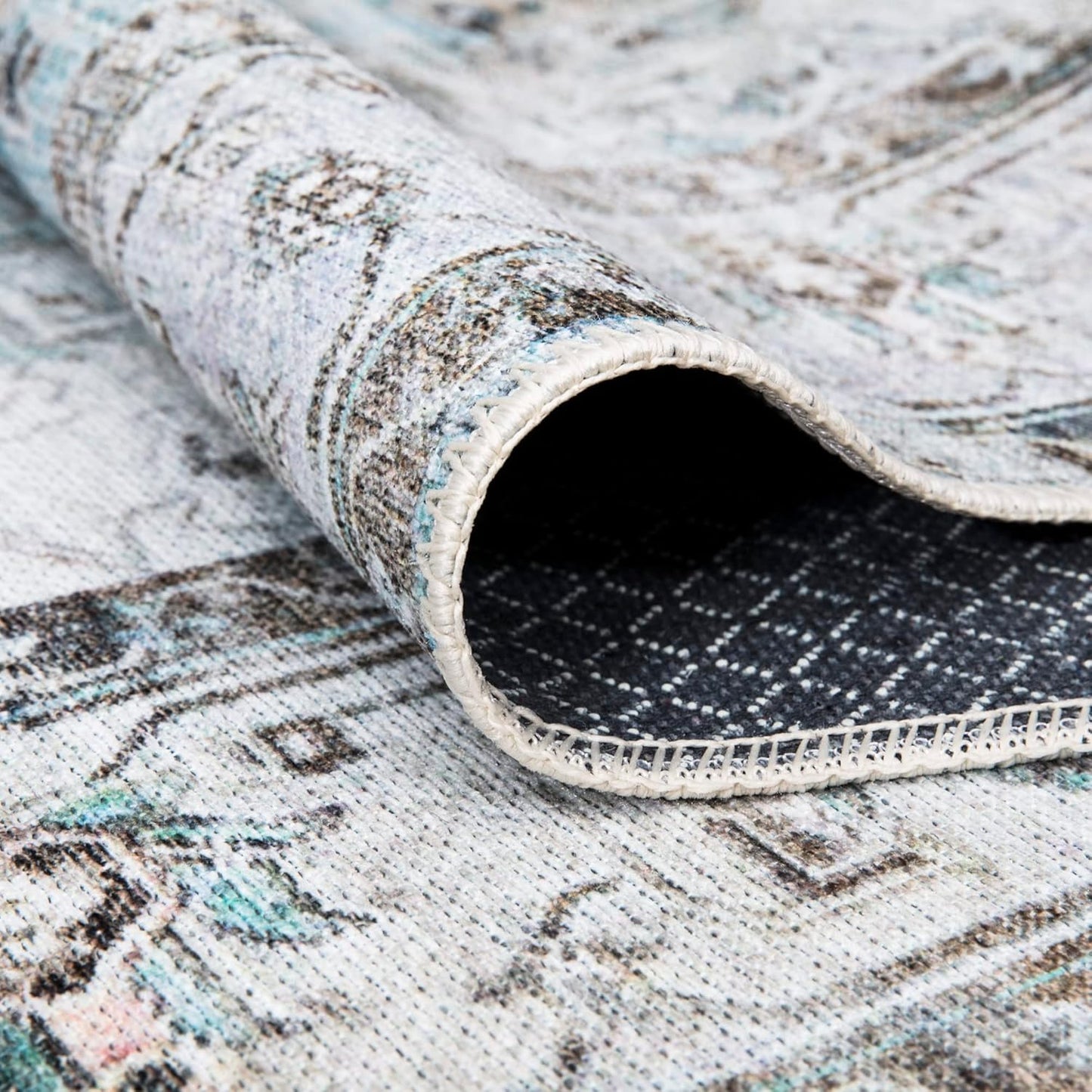 Bloom Rugs Washable Non-Slip 9' x 12' Rug - Beige/Blue Traditional Area Rug for Living Room, Bedroom, Dining Room, and Kitchen - Exact Size: 9' x 12'