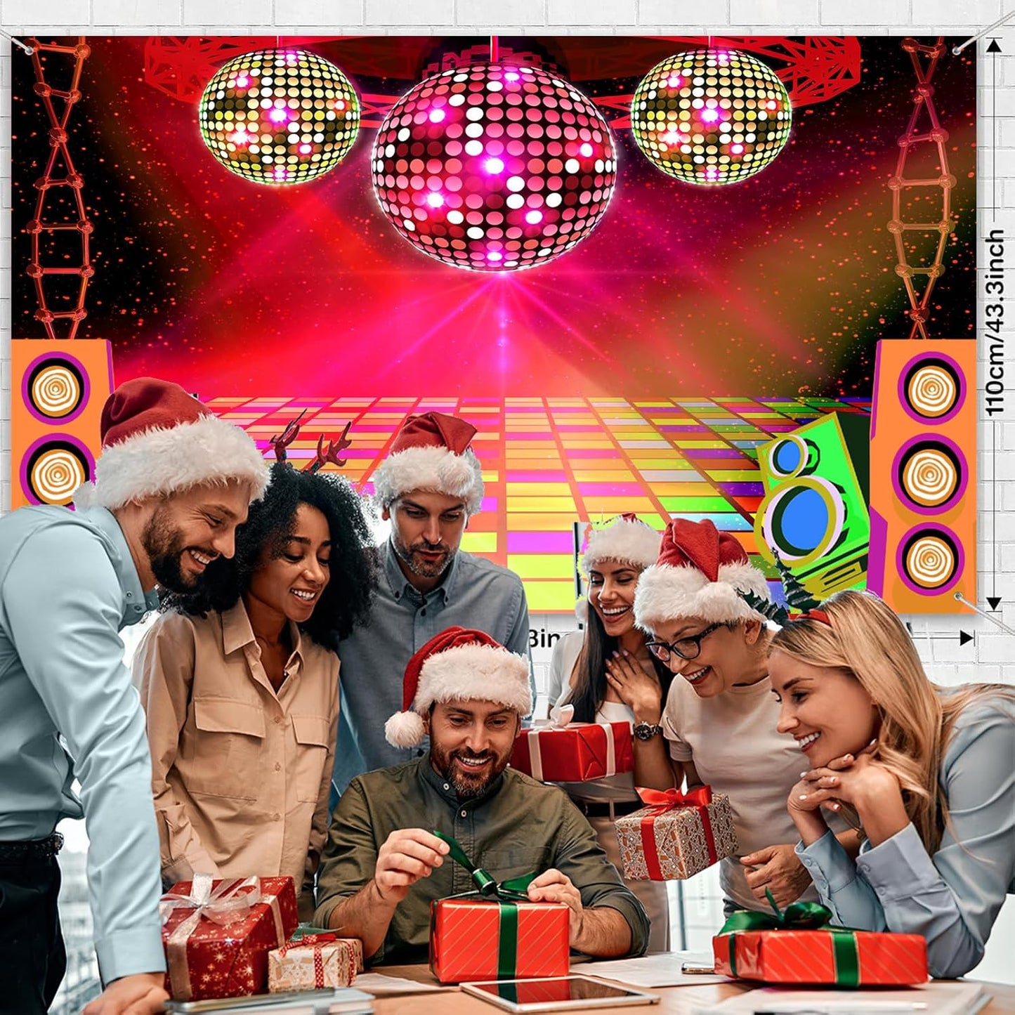 Dance Party Backdrop Retro 80s 90s Theme Stage Dance Ball Music Birthday Party Decoration DJ Photography Background 6 x 4 ft for Baby Shower Picture Photo Shoot Polyester Fabric, Blue