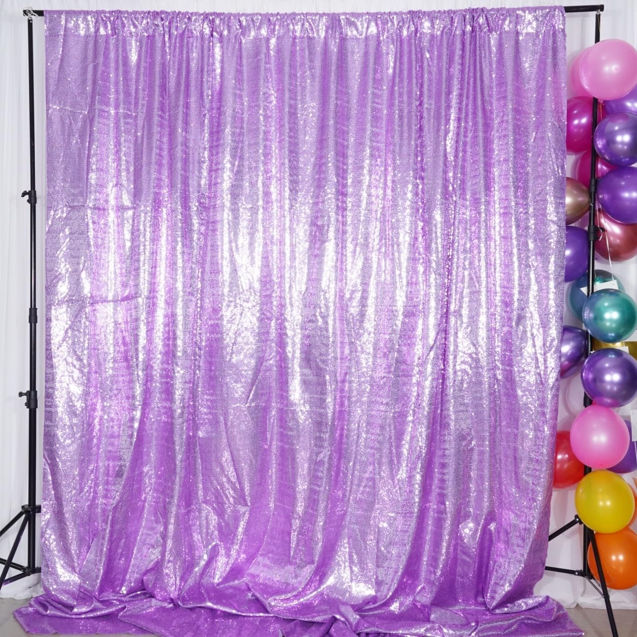 Poise3EHome 7Ft x 7Ft Lavender Sequin Backdrop, Glitter Thick Satin Sequin Background Drapes, Sequence Xmas Thanksgiving Backdrop for Wedding Party Holiday Festival Decor