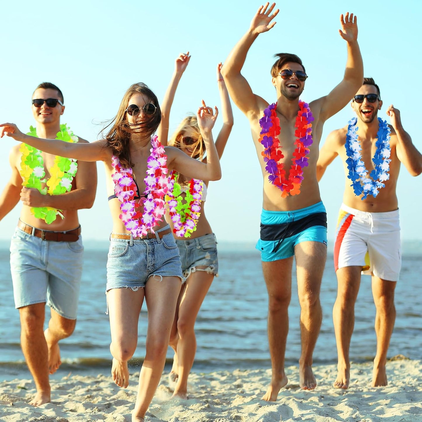 12PCS Hawaiian Leis Bulk, Colorful Luau Leis Party Decorations, Hawaiian Tropical Theme Silk Flower Leis, Hawaii Flower Lays Garland for Birthday Summer Pool Party Favors Supplies Accessories