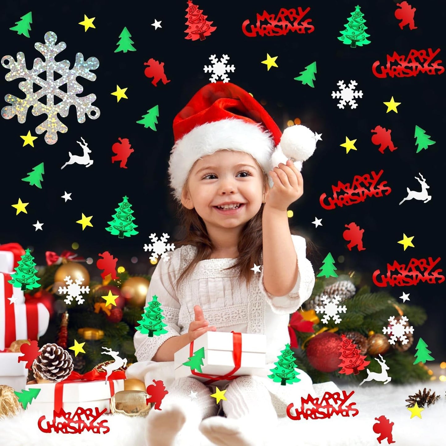 MARFOREVER Christmas Glitter Confetti, Merry Christmas Table Decorations Metallic Foil Confetti Sequins Xmas Snowflake Santa Claus Tree Elk Scatter Sprinkles for Xmas Winter Party Supplies