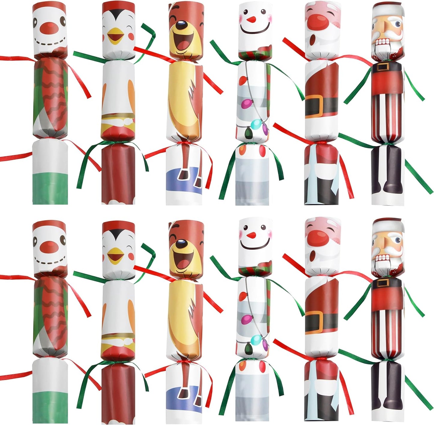 12 Pack Christmas No-snap Party Table Favors, Christmas Themed Holiday Supplies with Party Hat, Joke & Little Gift Inside for Kids Adults Xmas Gift