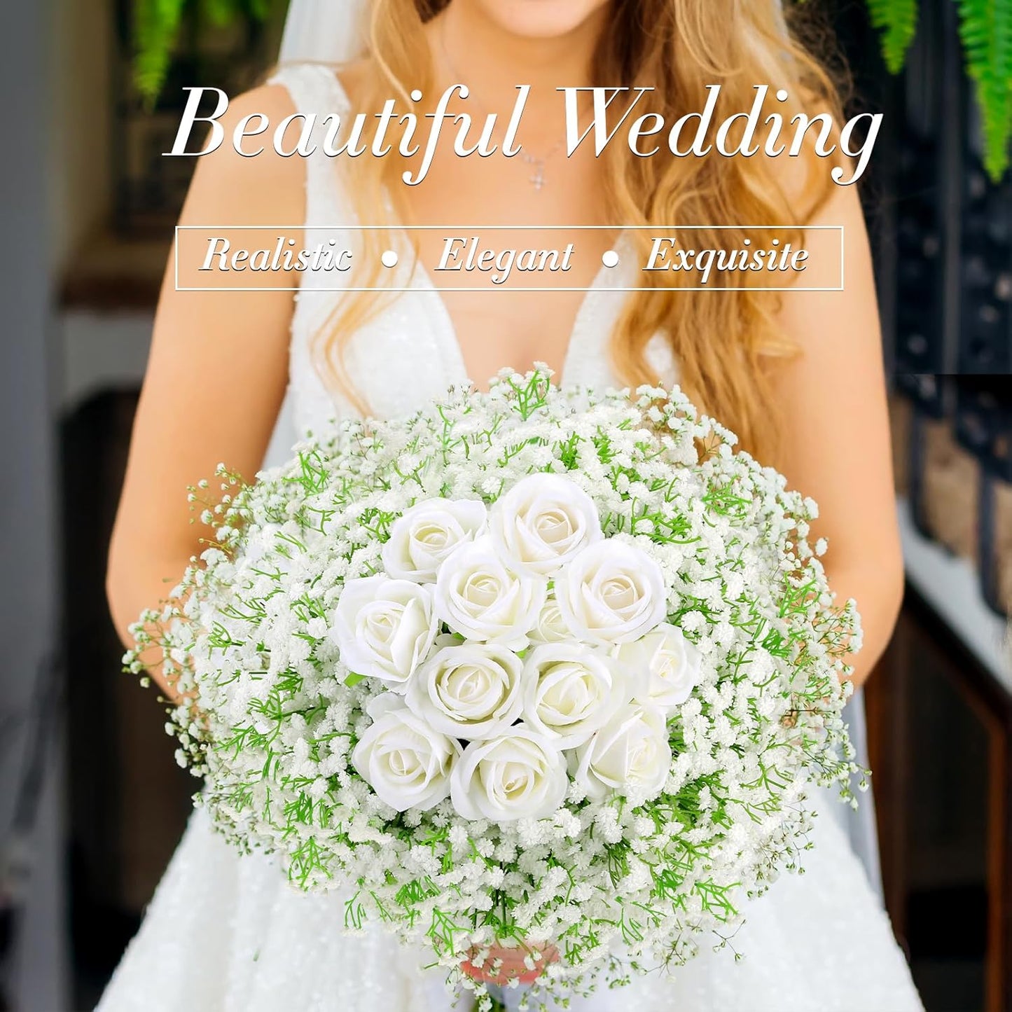 Babys Breath Artificial Flowers, Real Touch Babys Breath Flowers Artificial Bulk for Wedding Decor, White Fake Flowers for Party Home Garden Decor (12, White)