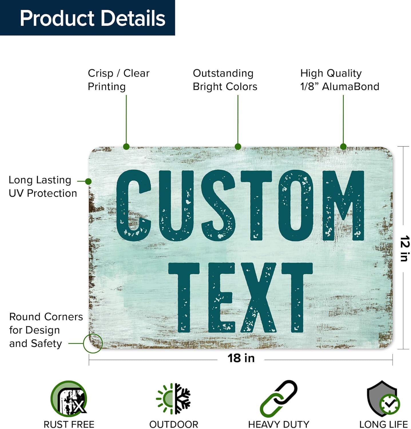 Custom Sign, Custom Street Sign, 11 Font Colors, 13 Font Styles, 4 Hole Options, 22 Sizes, 12x18 Inches, Rust Free DiBound, Fade Resistant, Made in USA by My Sign Center (Shabby Chic)