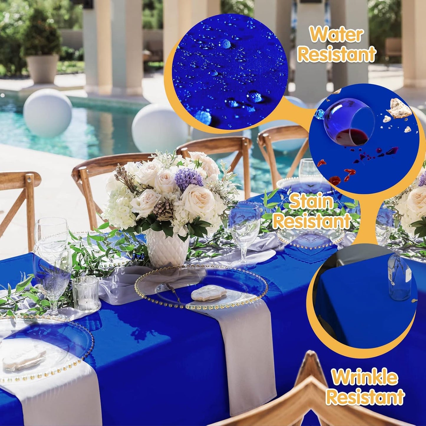 BRILLMAX 10 Pack Royal Blue Tablecloths for 6 Foot Rectangle Tables 60 x 102 Inch - 6ft Rectangular Bulk Linen Polyester Fabric Washable Cloth Cover for Wedding Reception Banquet Birthday Party