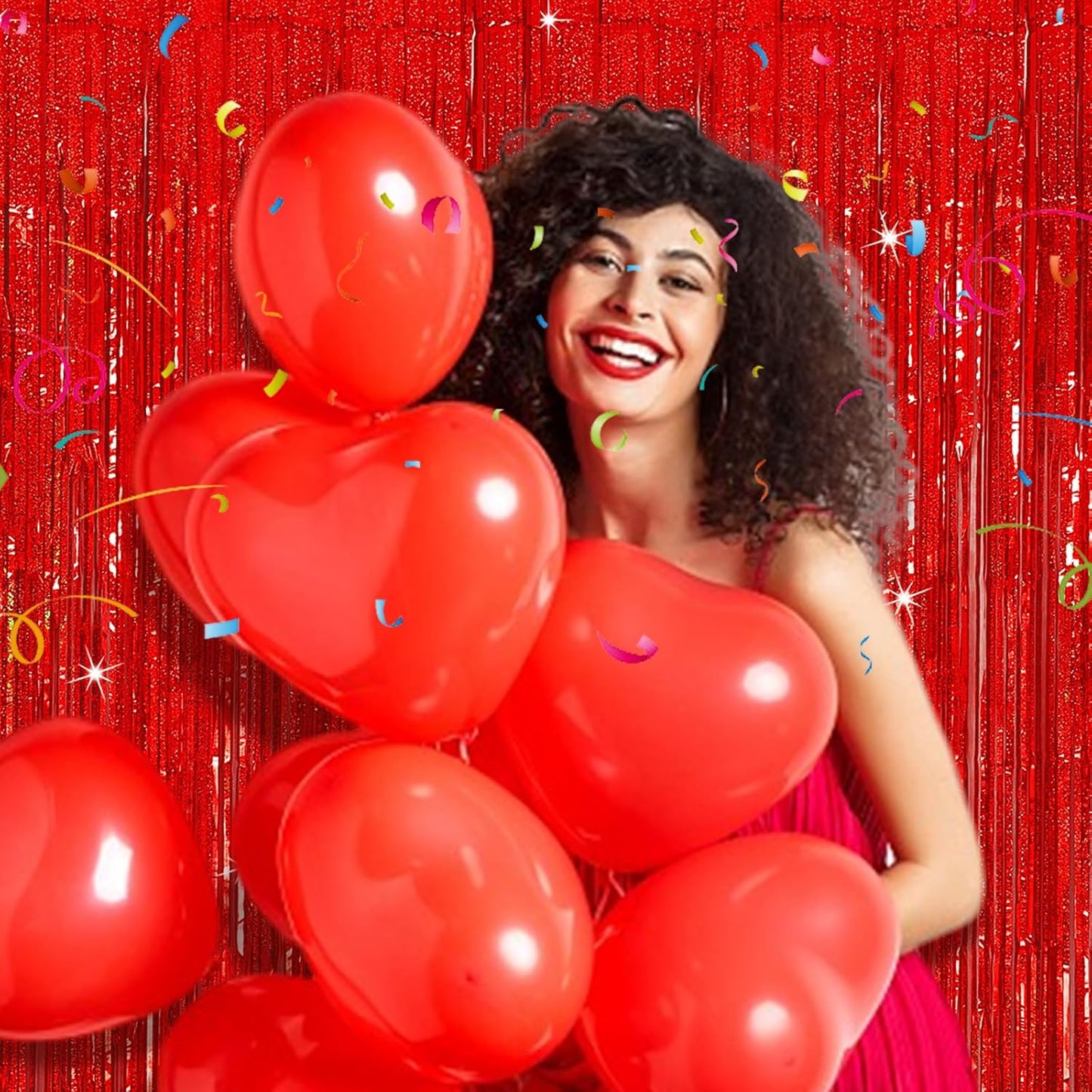 Tinsel Curtain Party Backdrop Red Birthday Decorations 10 Packs Glitter Foil Fringe Curtain Party Decor Streamers Photo Booth for Birthday Christmas Wedding Halloween Graduation Decorations