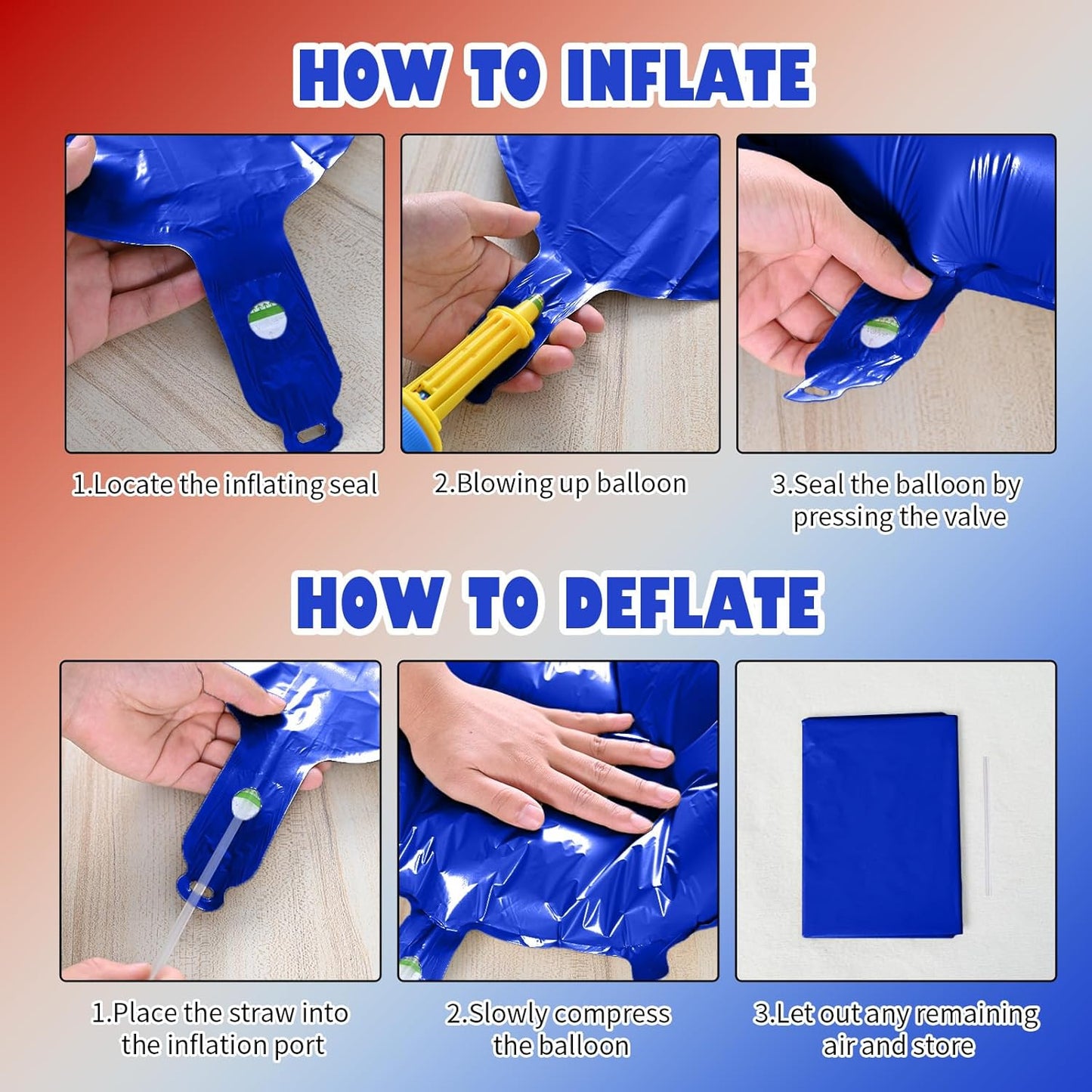 Star Balloons, 22in Red White and Blue Star Balloons Foil 10in 4-Pointed & Pentagram Balloon for 4th of July Independence Day Birthday Party Patriotic Decoration