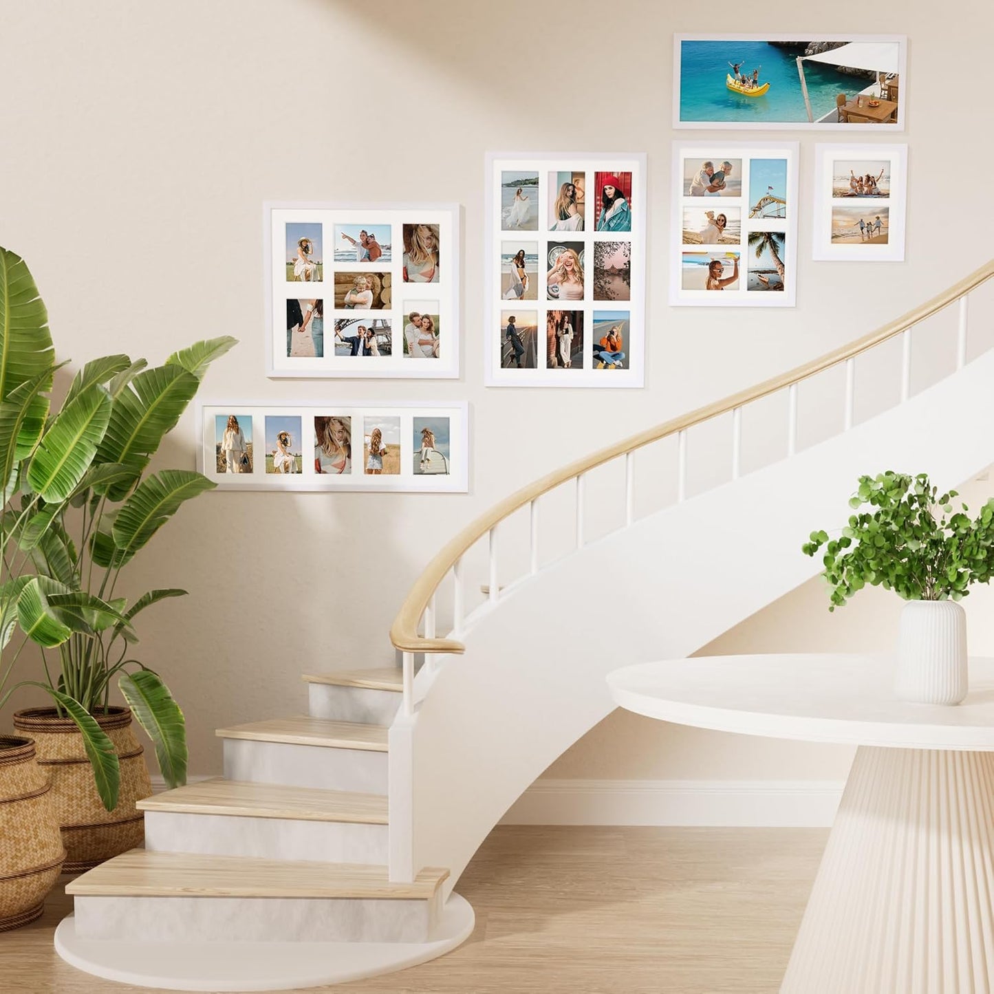 Vittanly 8x20 Collage Picture Frame, Displays 4Pcs 4x6 Pictures with Mat, Picture Frames Collage Wall Decor for Horizontal or Vertical Display, White, 1 Pack