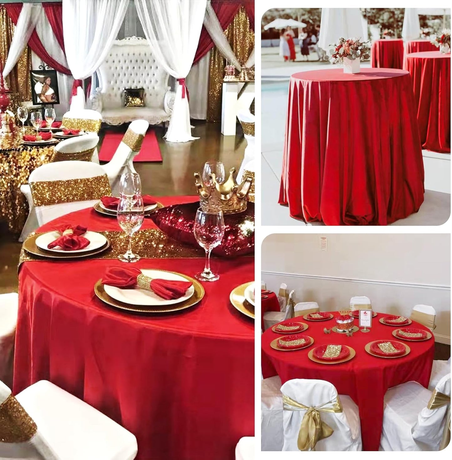 12 Pack Round Tablecloths 120 Inch, Red Polyester Table Cover for Round Table, Stain and Wrinkle Resistant Washable Fabric Tablecloth, Polyester Tablecloth for Wedding Banquet Parties