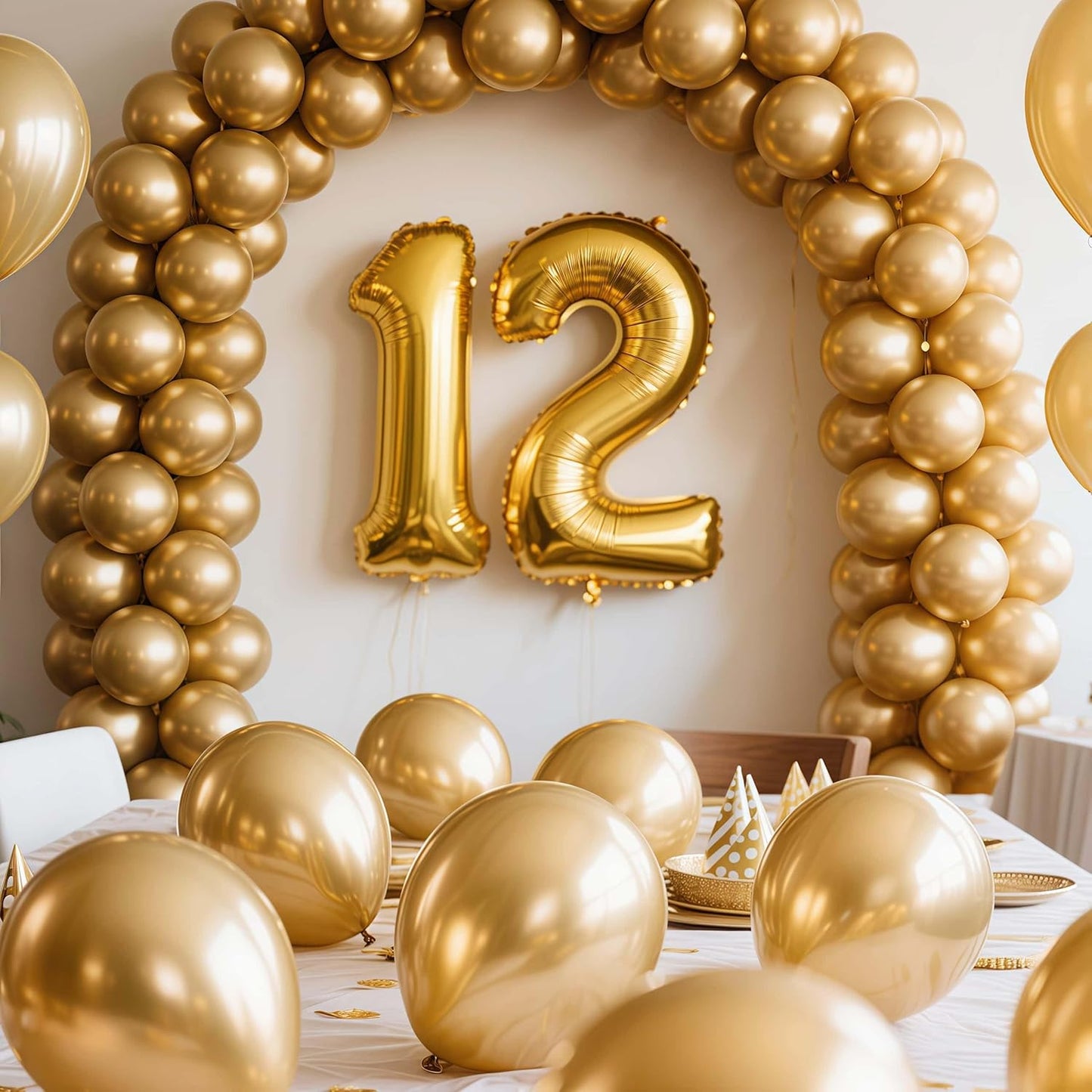 300 Pcs Gold Metallic Chrome Balloons 12 inch Gold Helium Party Balloon for Wedding Baby Shower Christmas Birthday Party Decoration