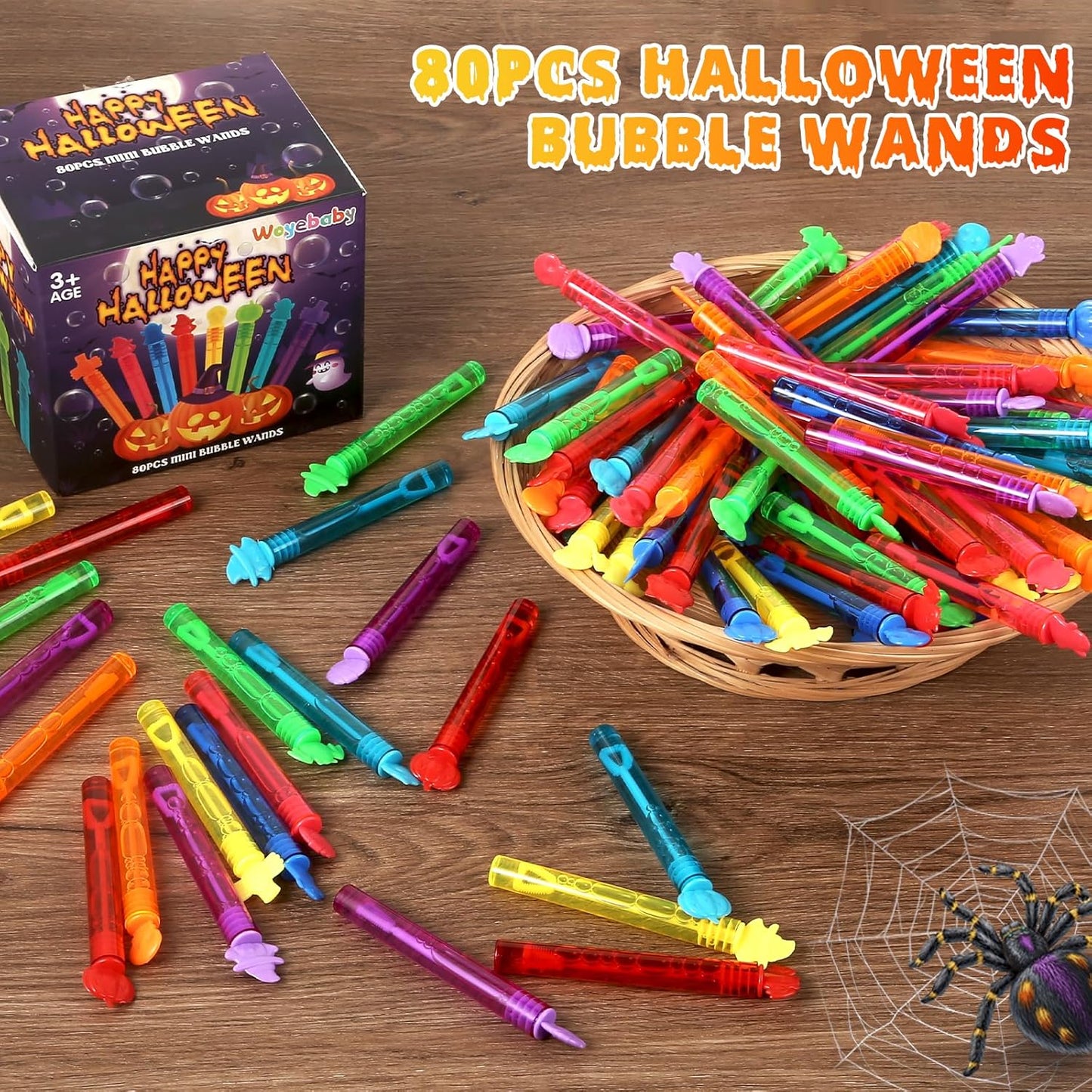 80PCS Halloween Mini Bubble Wands Party Favor for Kids, Bubble Wands Bulk, Bulk Halloween Party Favors for Pinata Fillers, Classroom Rewards, Goodie Bag Stuffers,Halloween Gifts for Boys Girls Age 3+